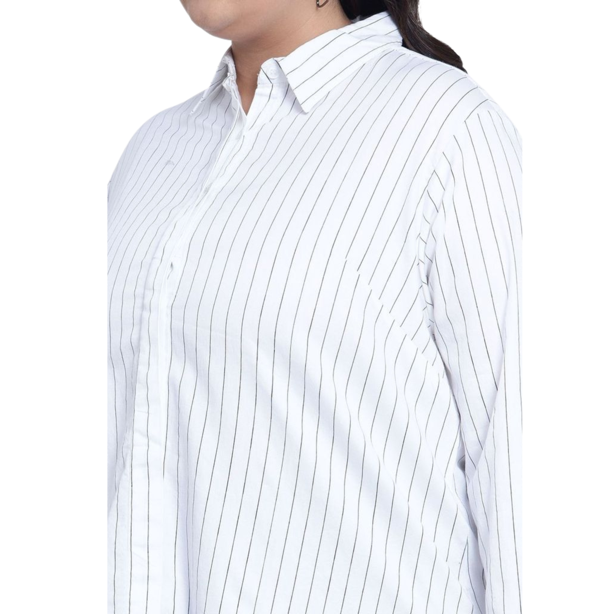 White Stripe Formal Plus Size Shirt
