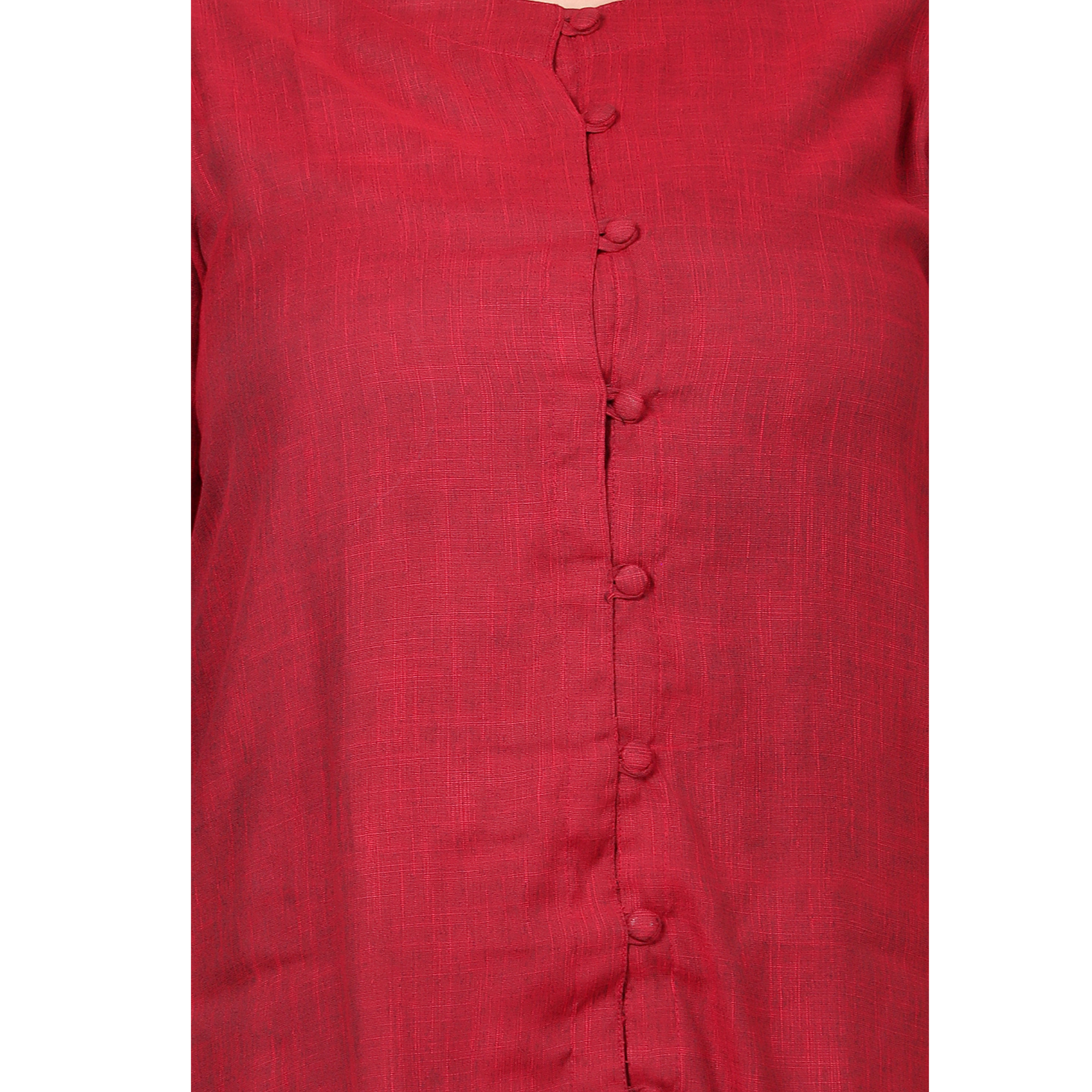Maroon Cotton Linen Plus Size Tunic