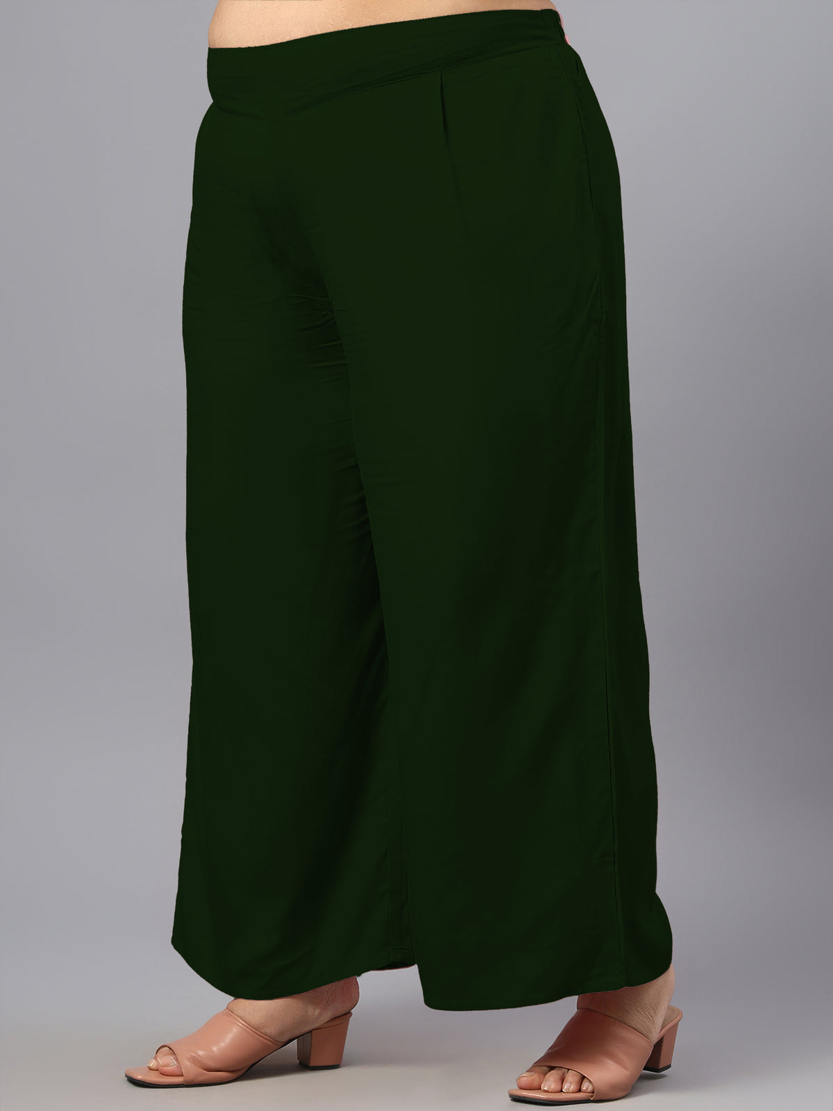 Dark Green Solid Plus Size Co-Ord Set