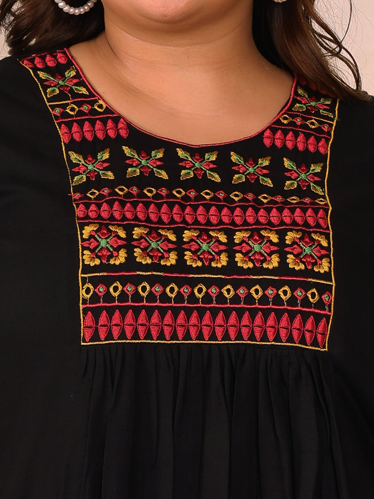 Black Embroidered Plus Size Tunic