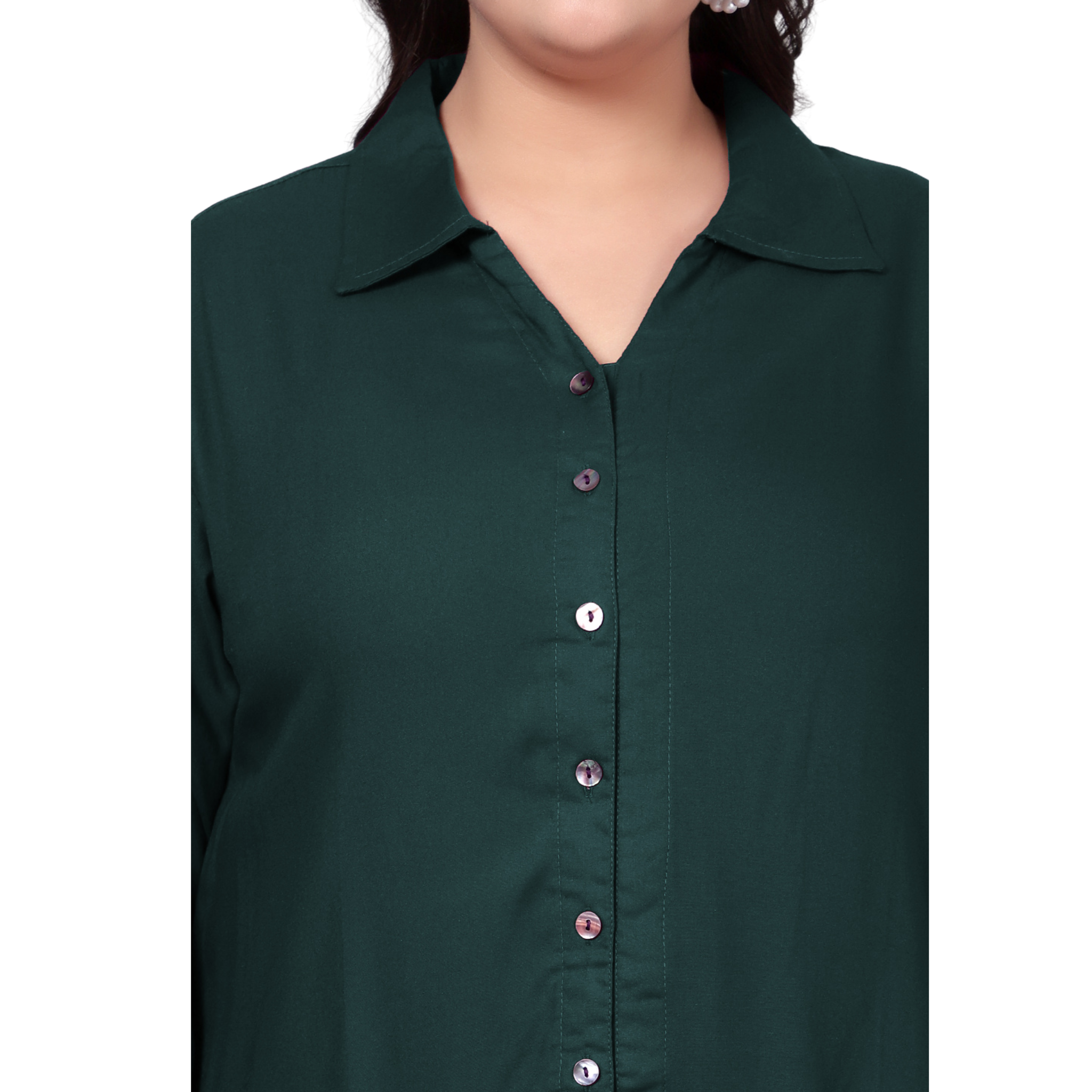 Dark Green Longline Plus Size Shirt
