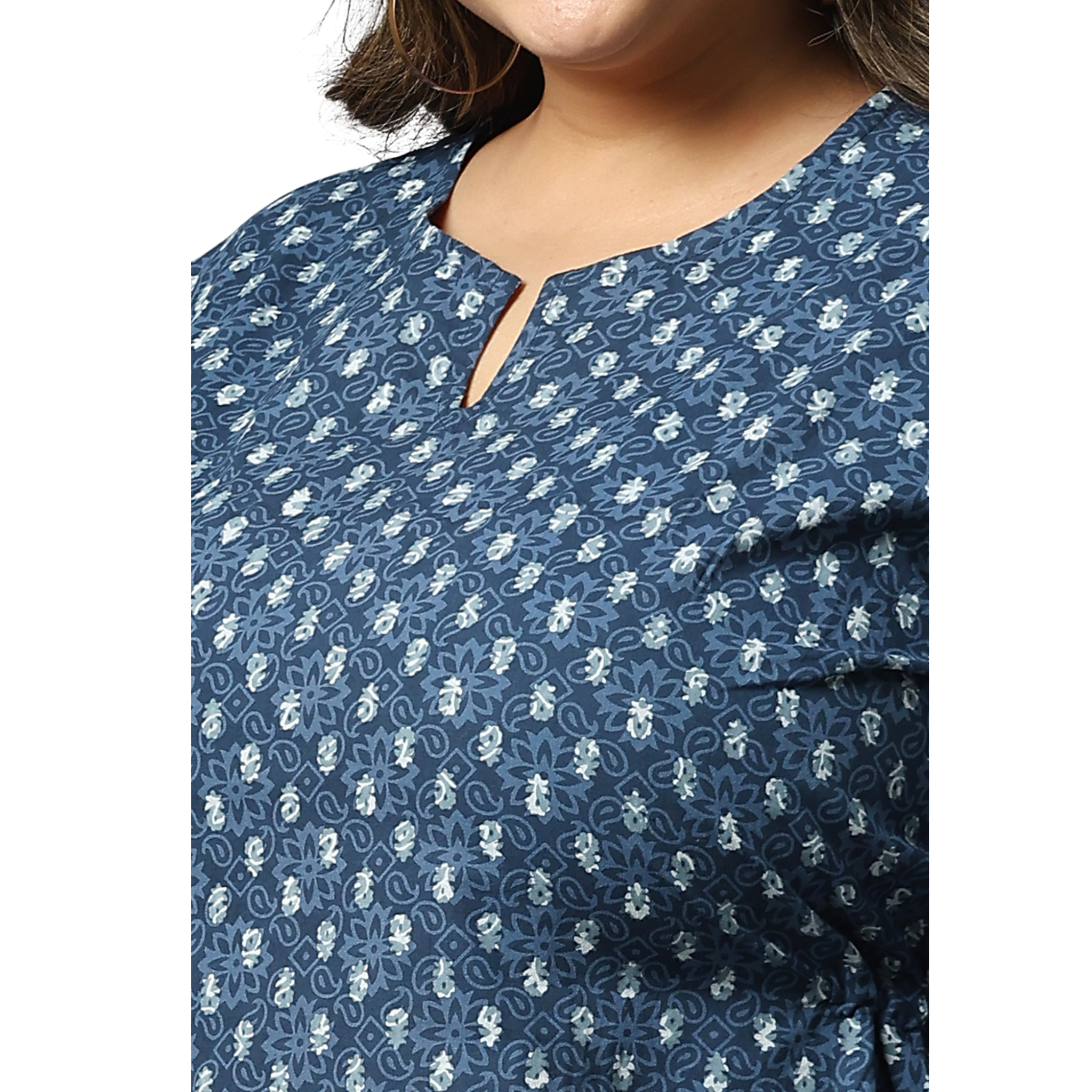 Blue Indigo Hand Block Plus Size Tunic