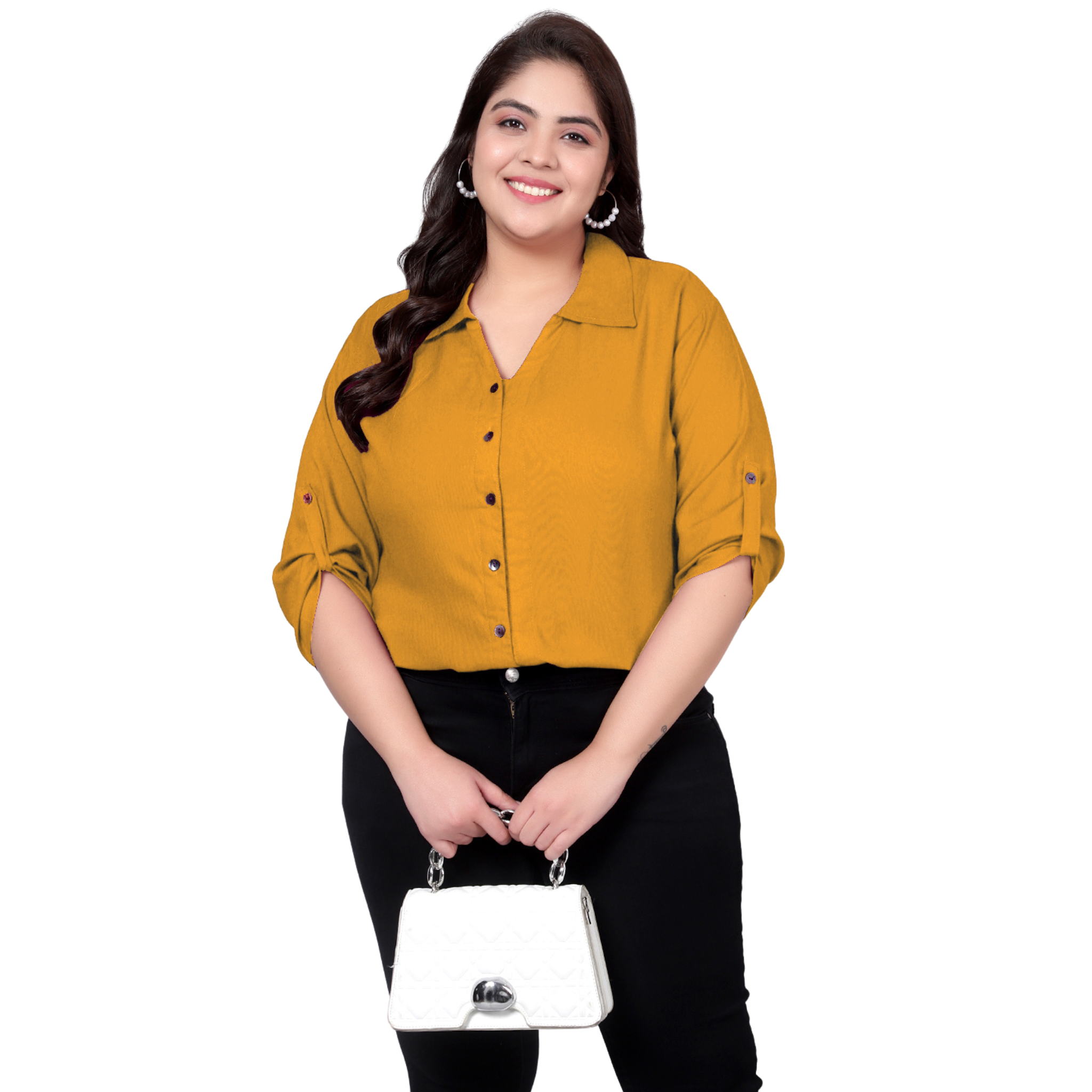 Mustard Longline Plus Size Shirt