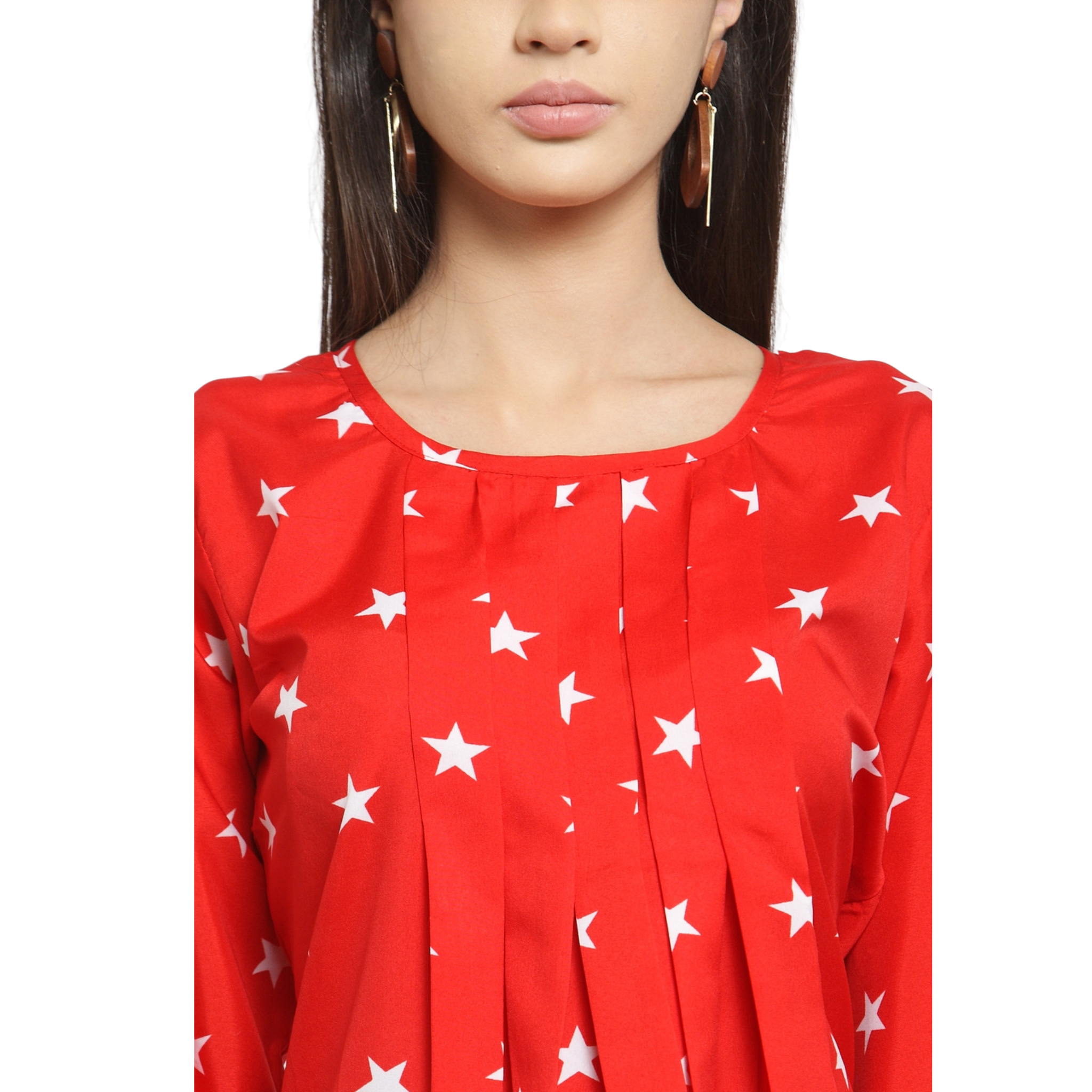 Red Star Print Top