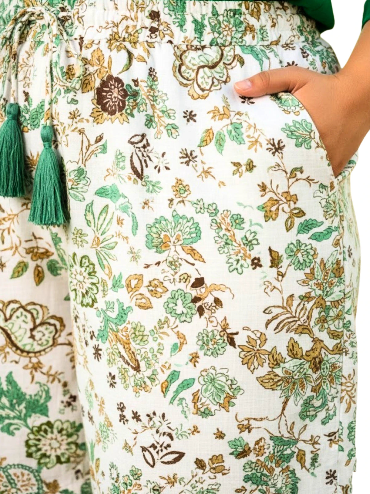 Green Solid Shirt and Floral Print Shorts Set
