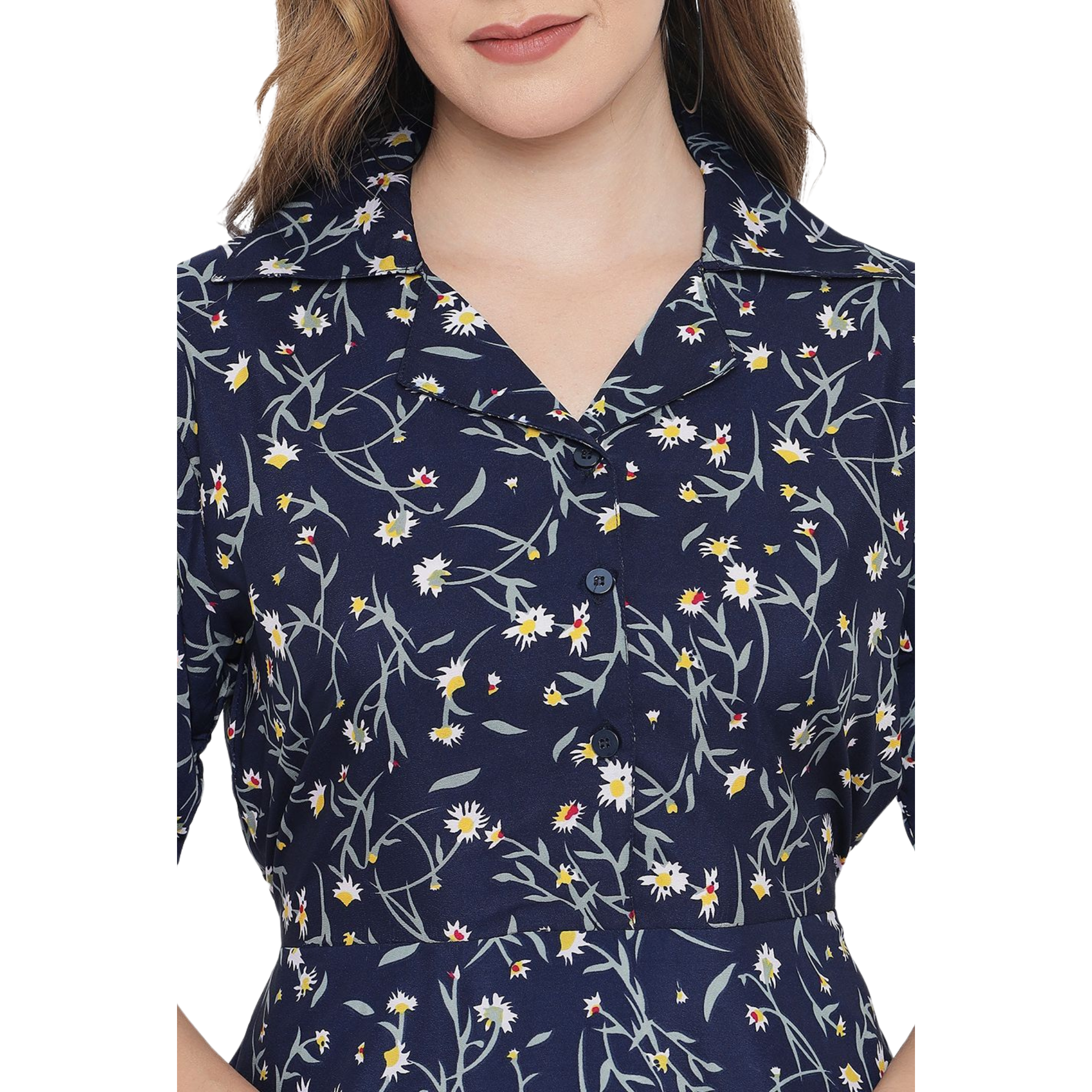 Blue Floral Fit And Flare Dress