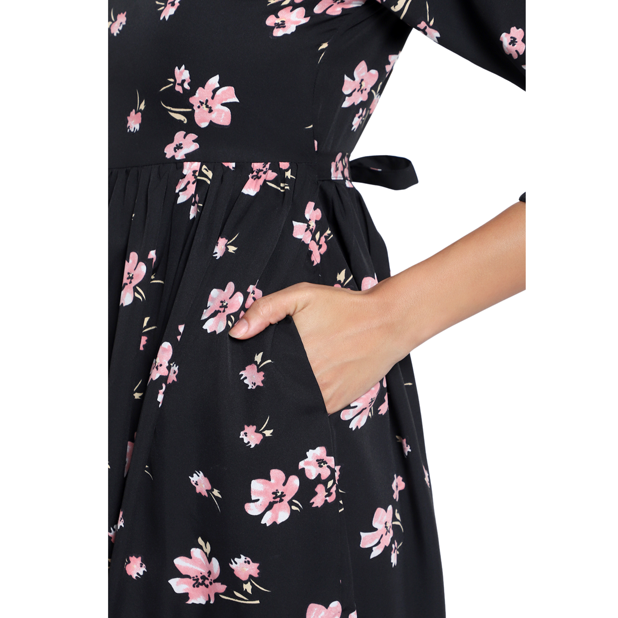 Black Floral Tiered Dress