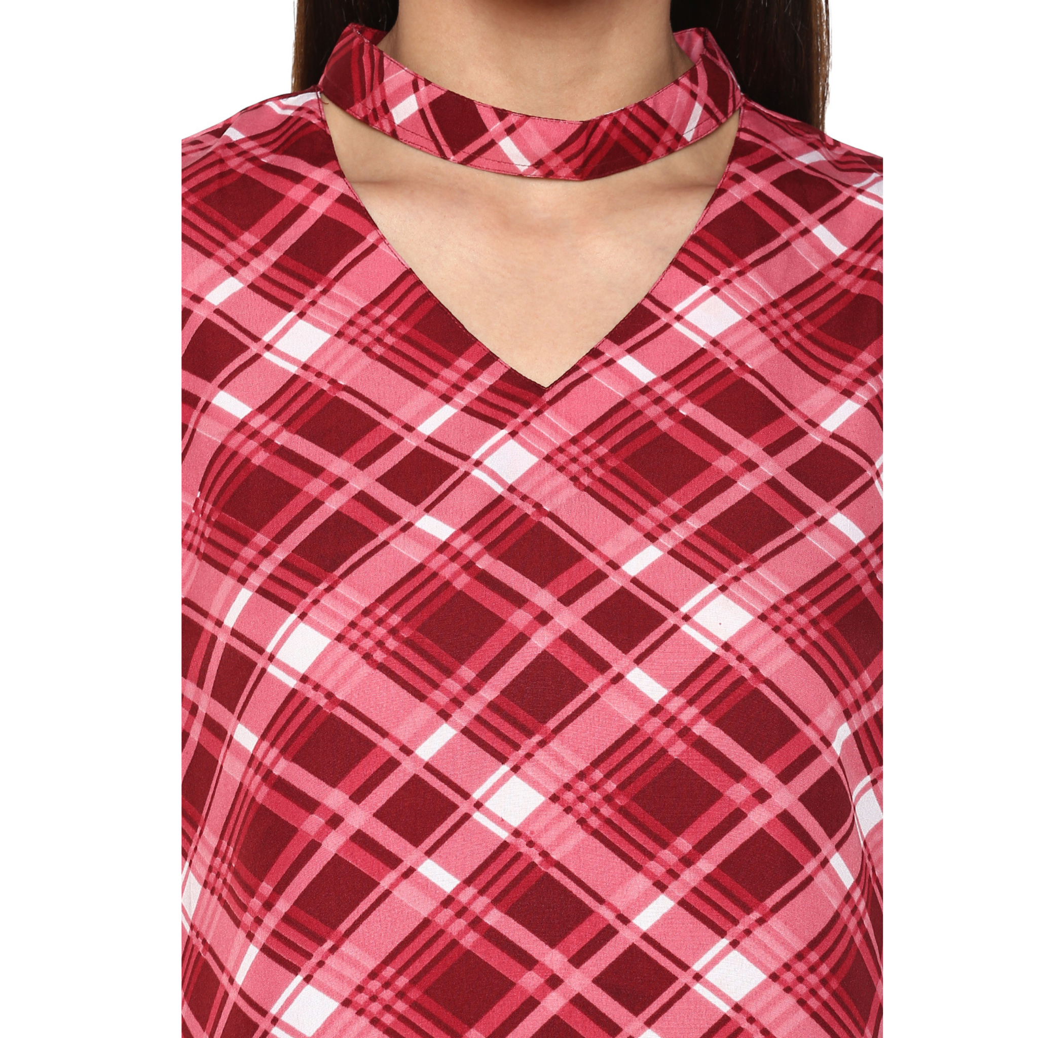 Pink Checkered Choker Top