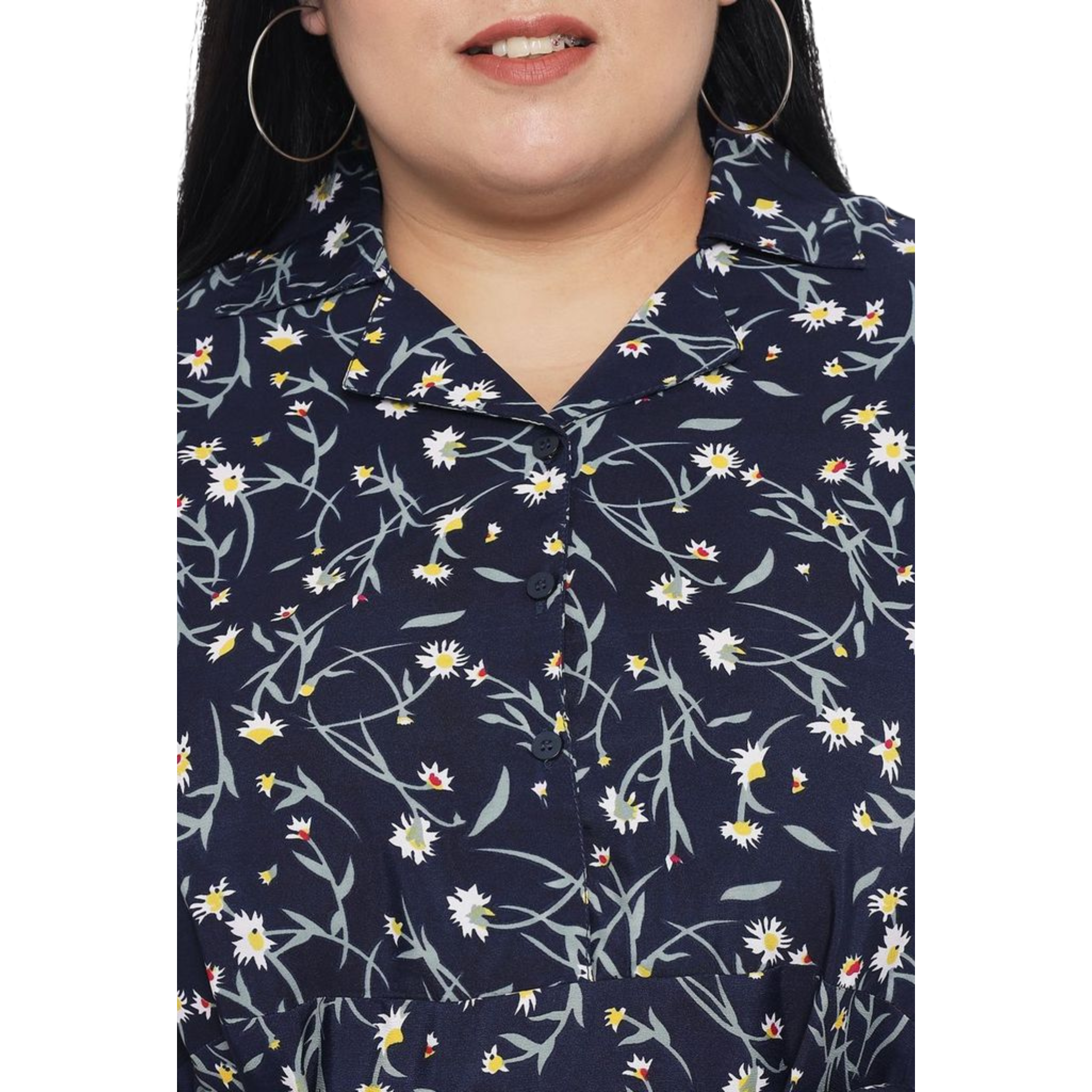 Blue Floral Fit And Flare Plus Size Dress