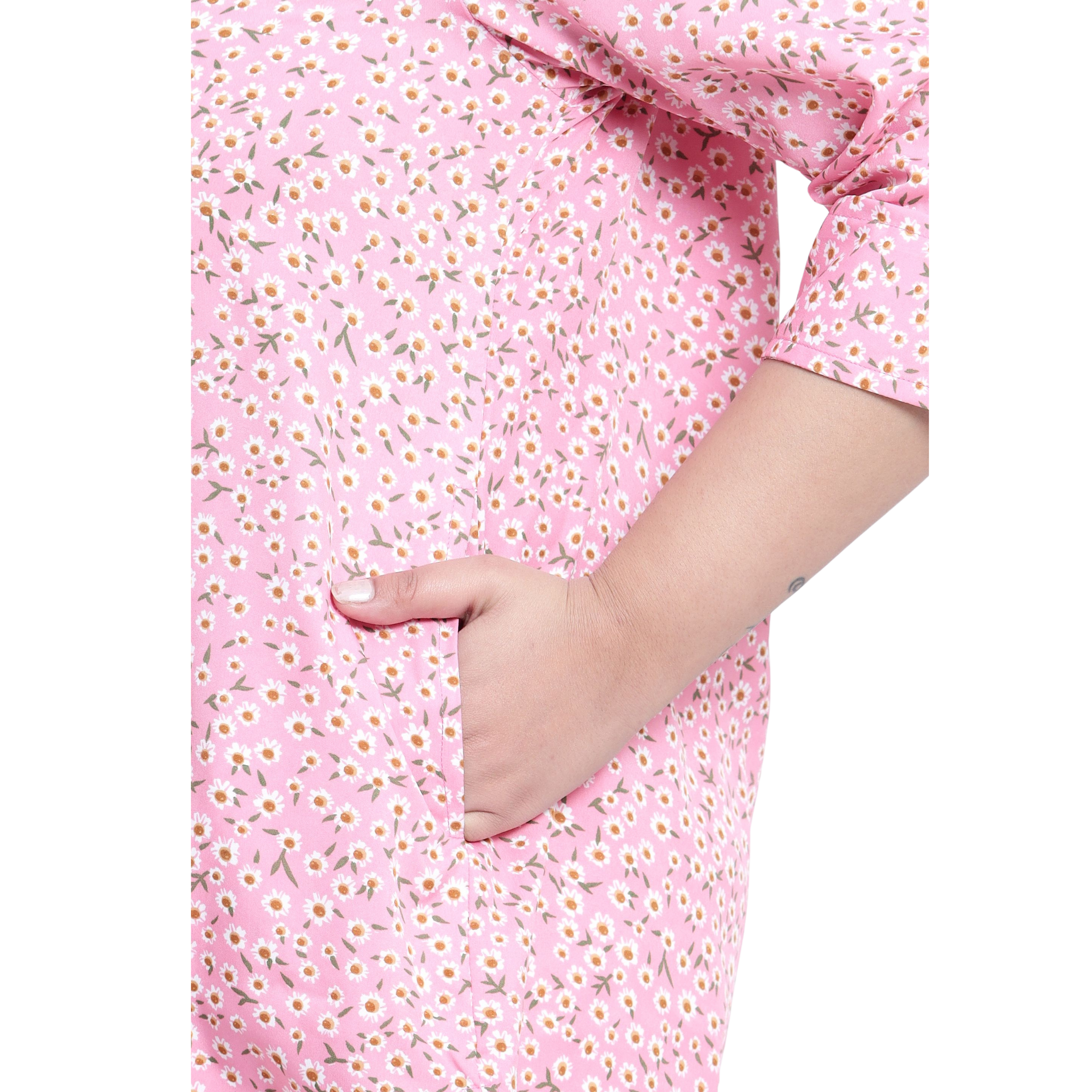 Pink Floral Print Plus Size Tunic