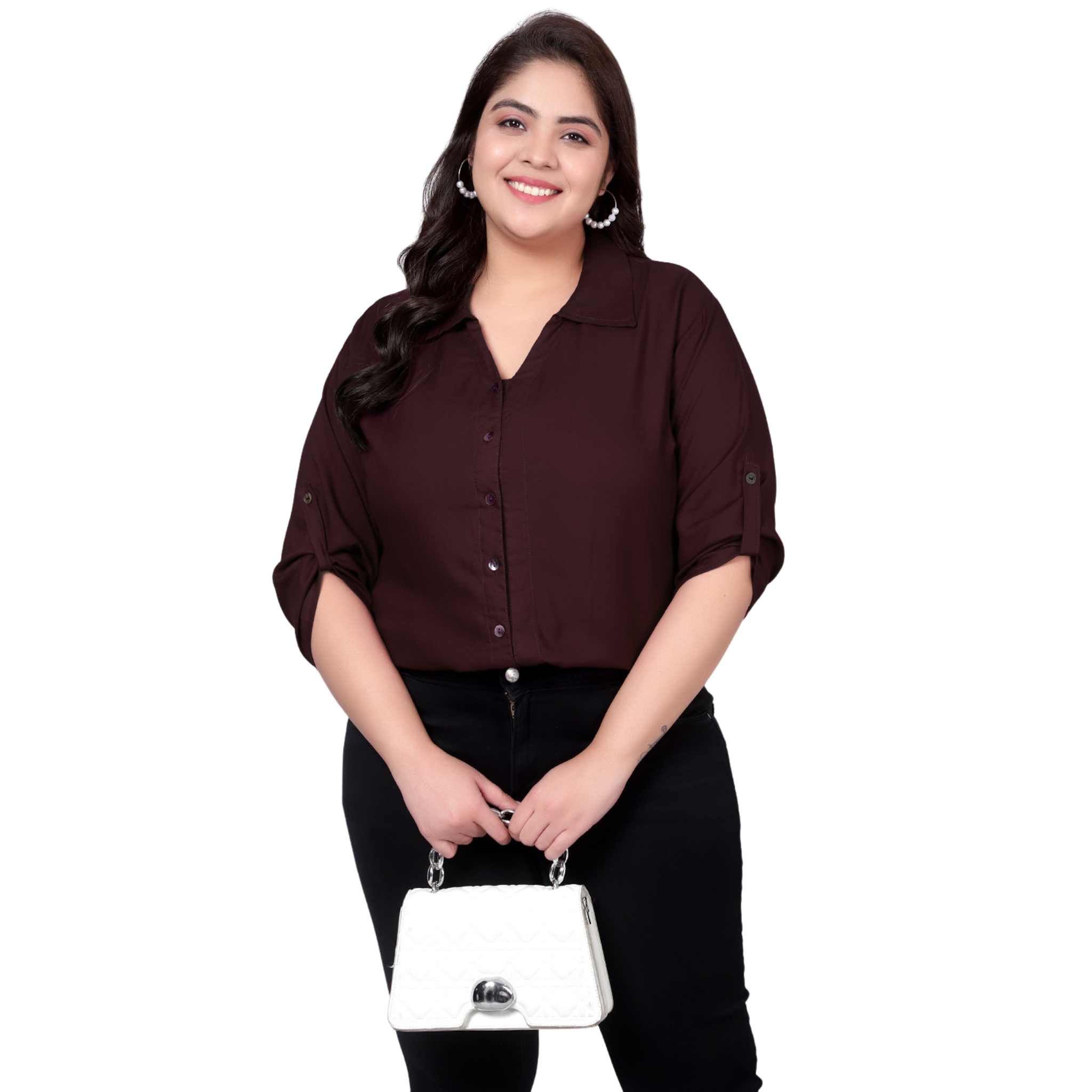 Brown Longline Plus Size Shirt