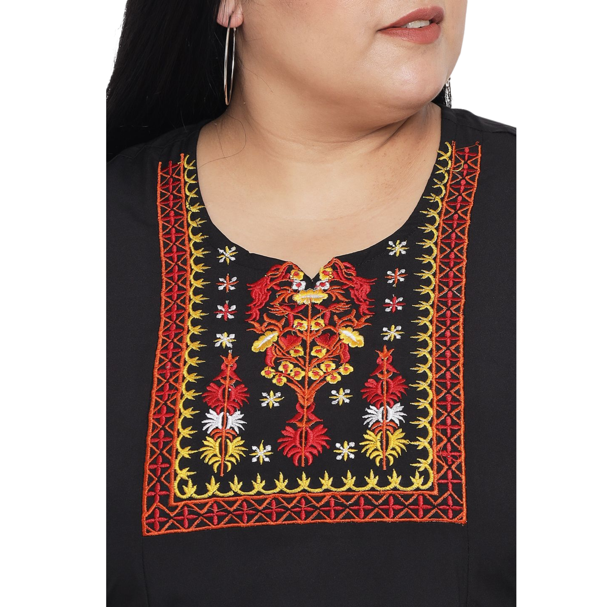 Black Embroidered Plus Size Dress