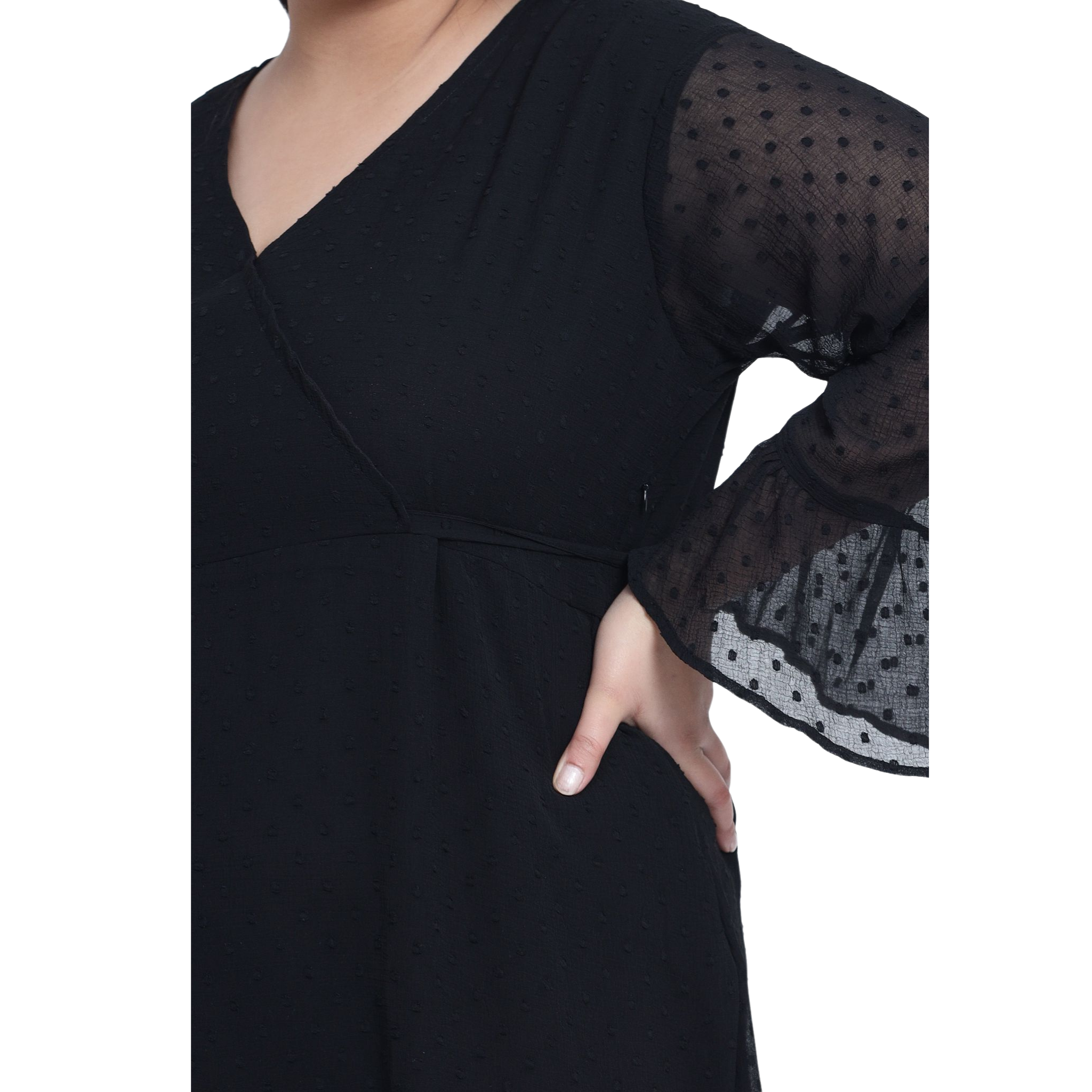 Black Georgette Tier Plus Size Dress