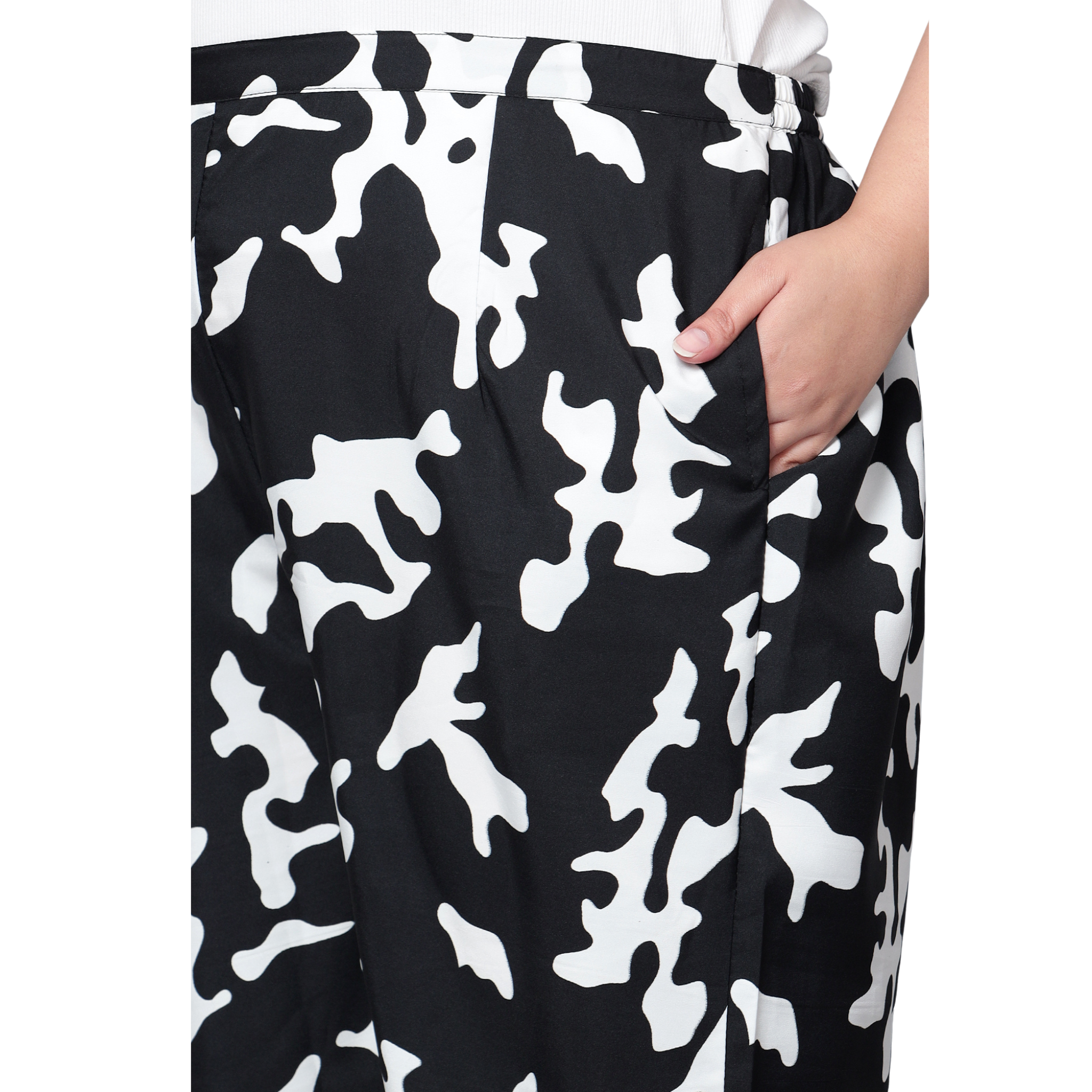 Black and White Abstract Print Plus Size Co-Ord Set