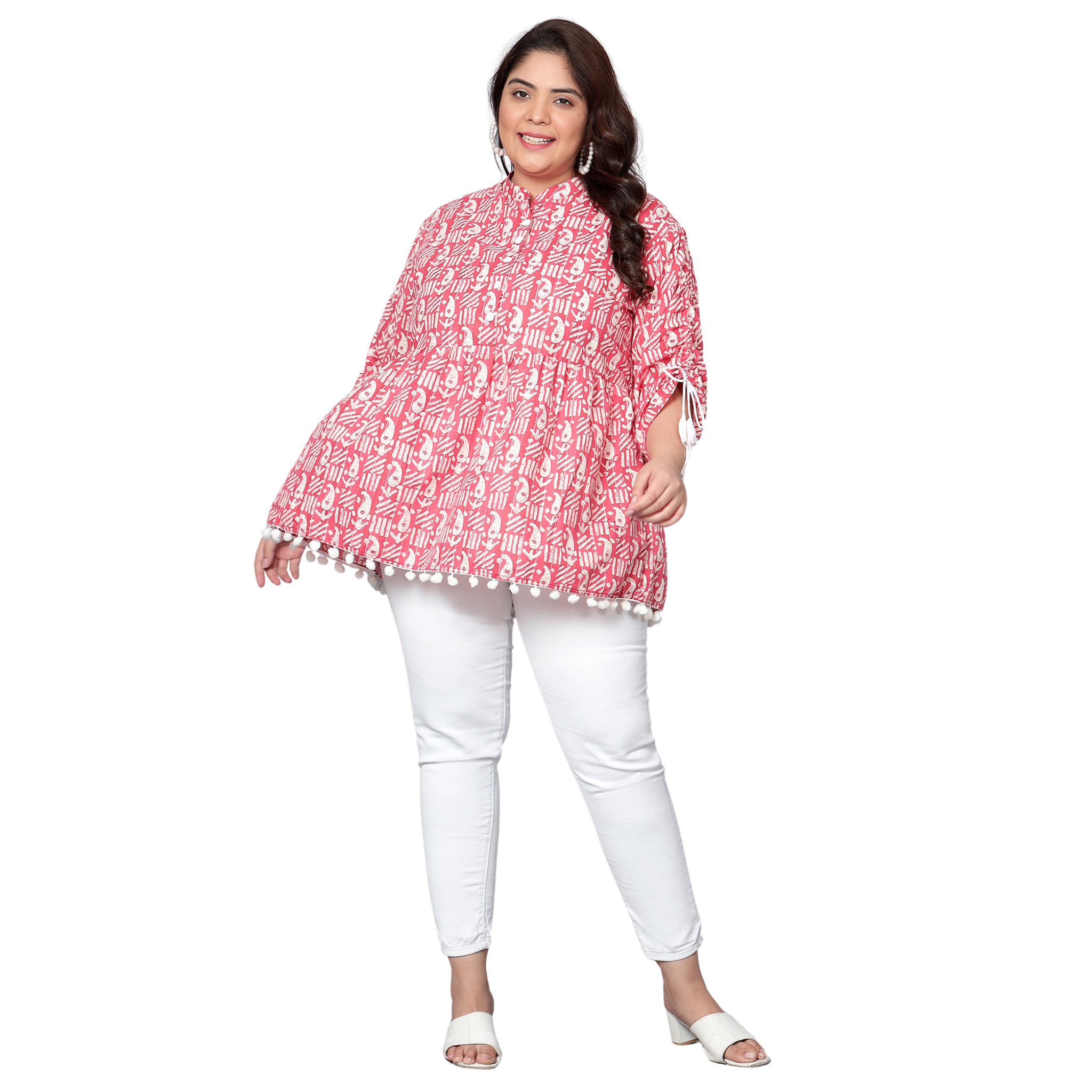 Red Paisley Cotton Plus Size Tunic