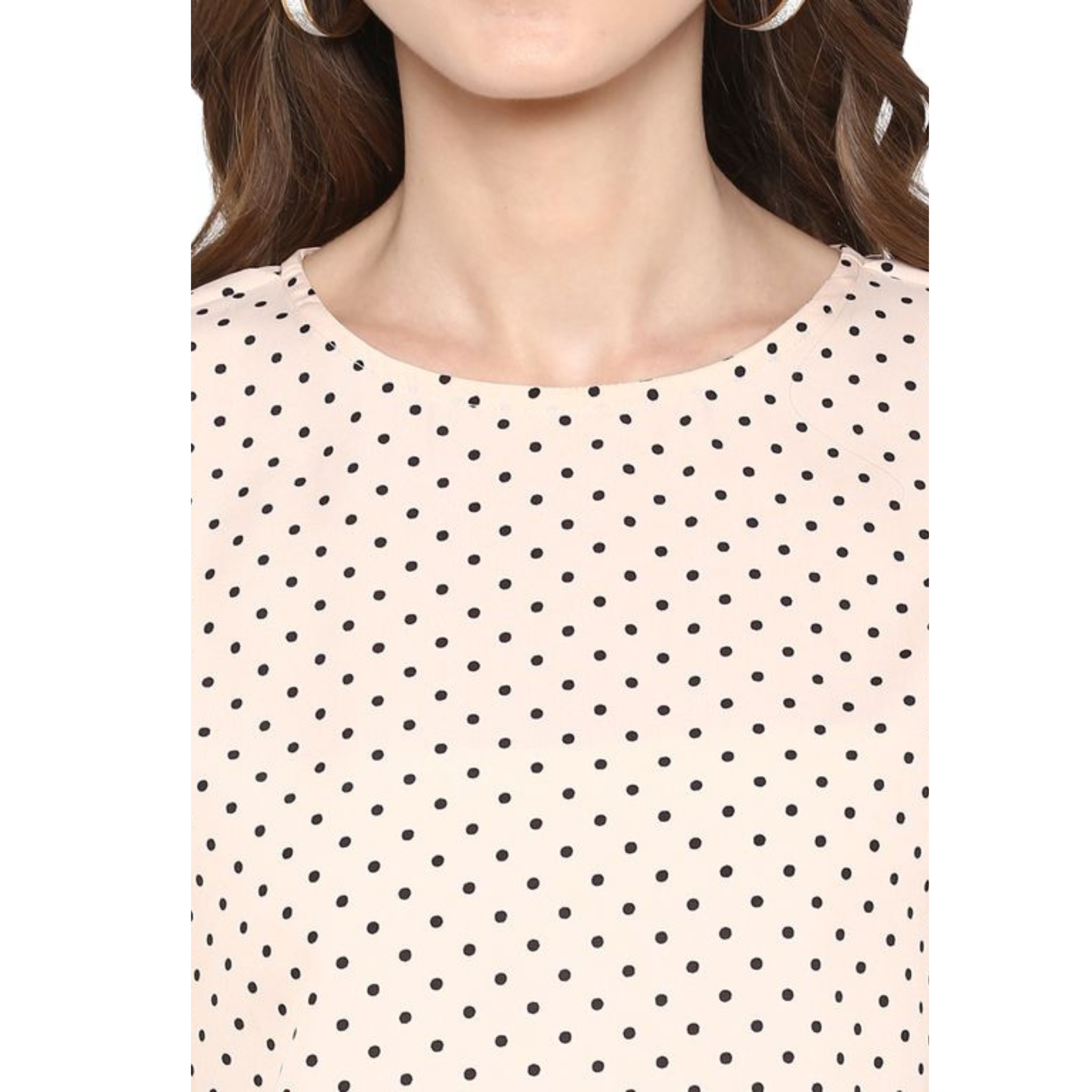 Peach Polka Dot Flutter Sleeve Top