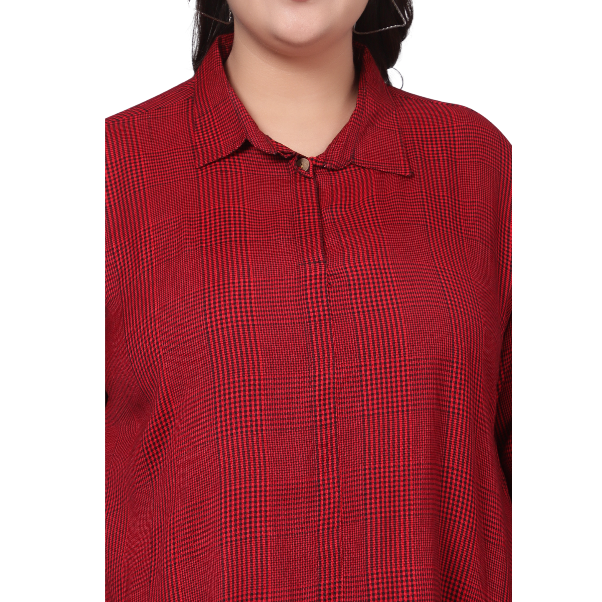 Red And Black Checkered Plus Size Shirt