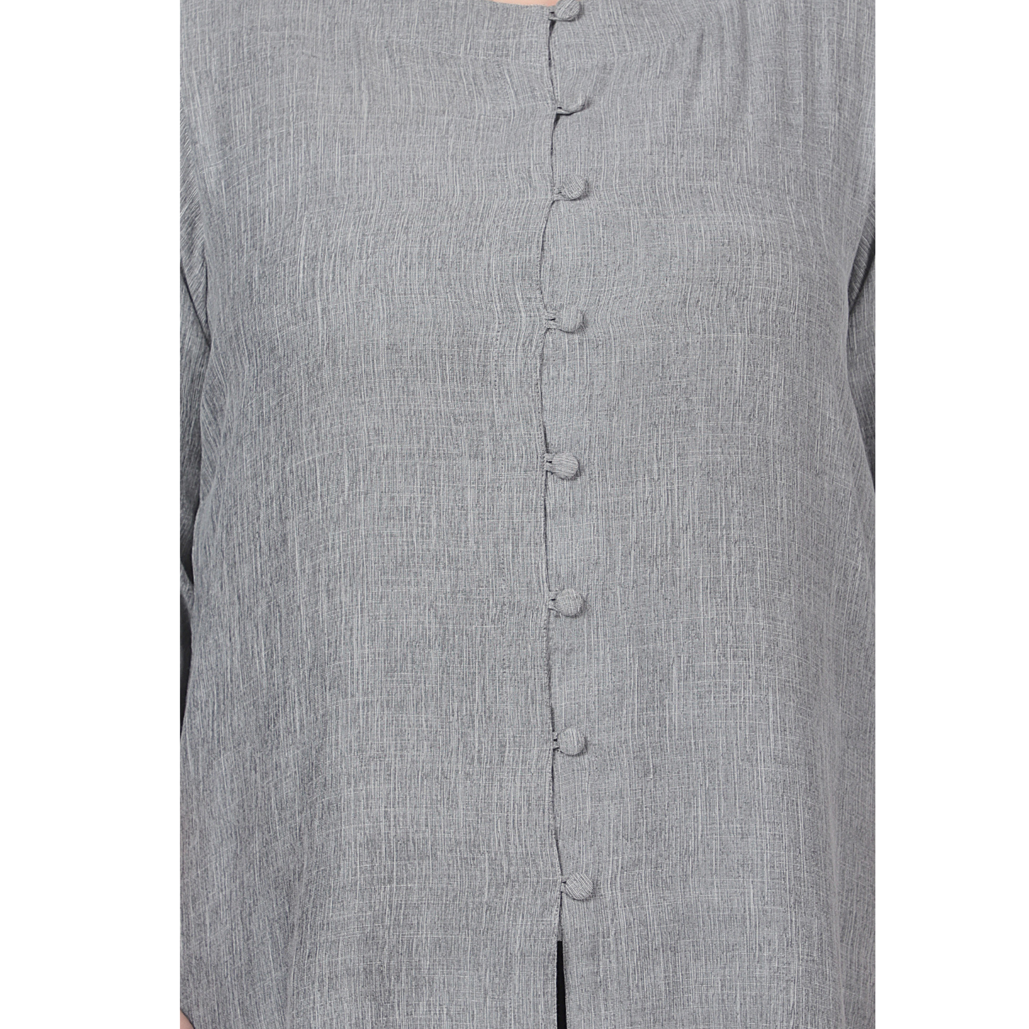 Grey Cotton Linen Plus Size Tunic