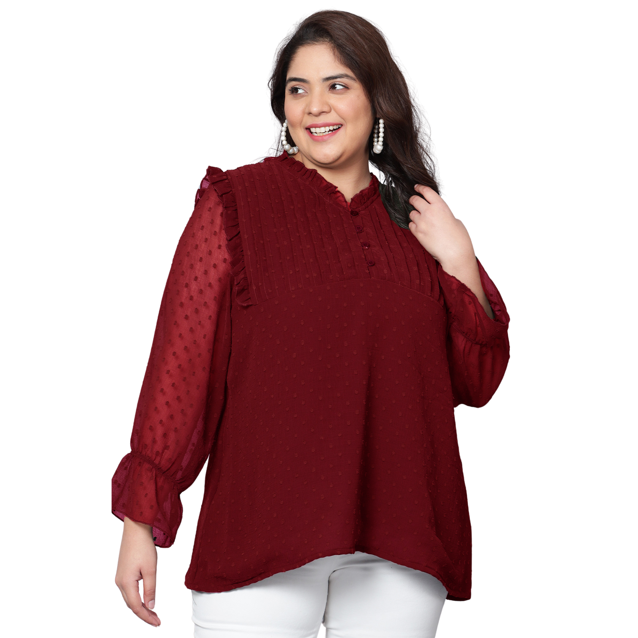 Red Georgette Plus Size Tunic