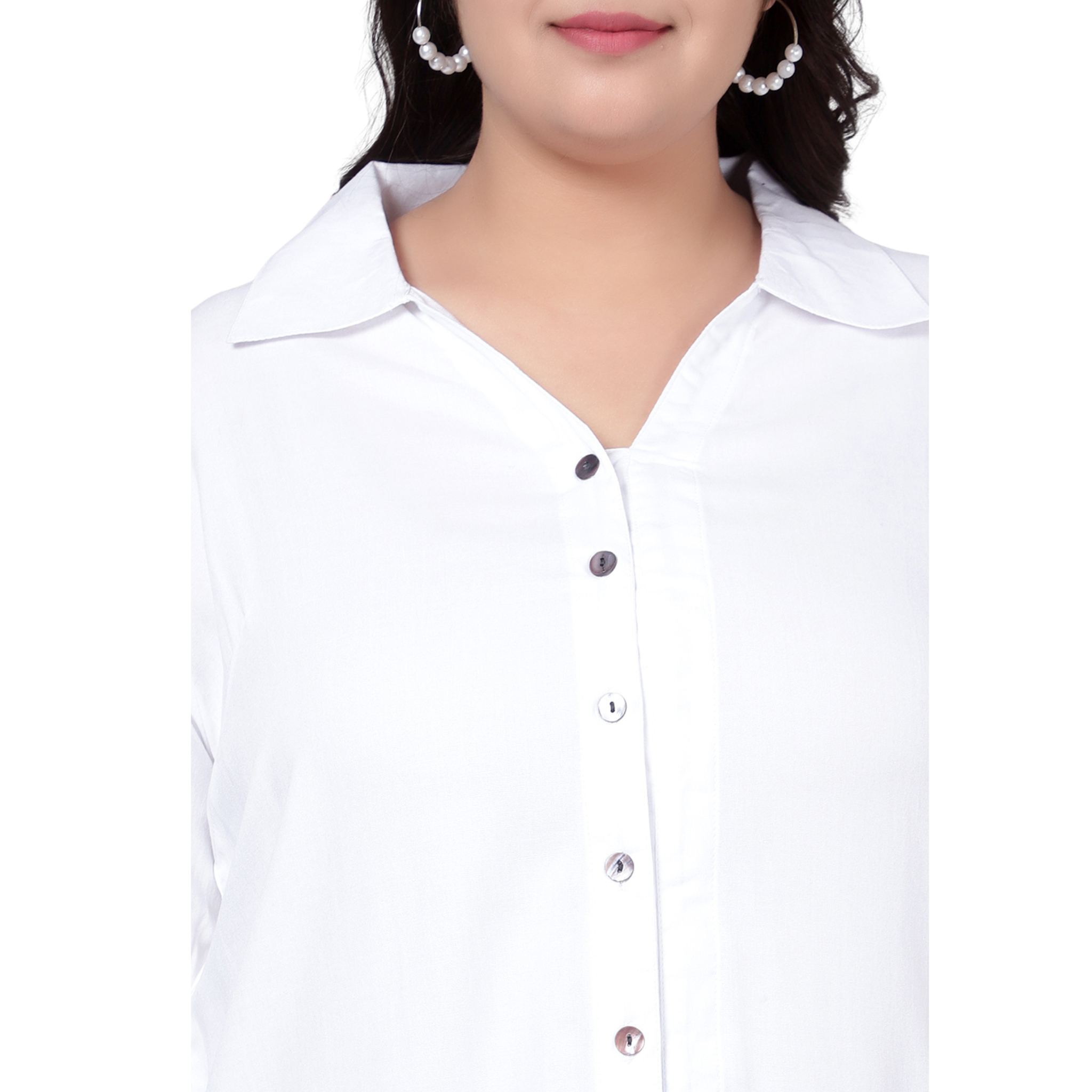 White Longline Plus Size Shirt