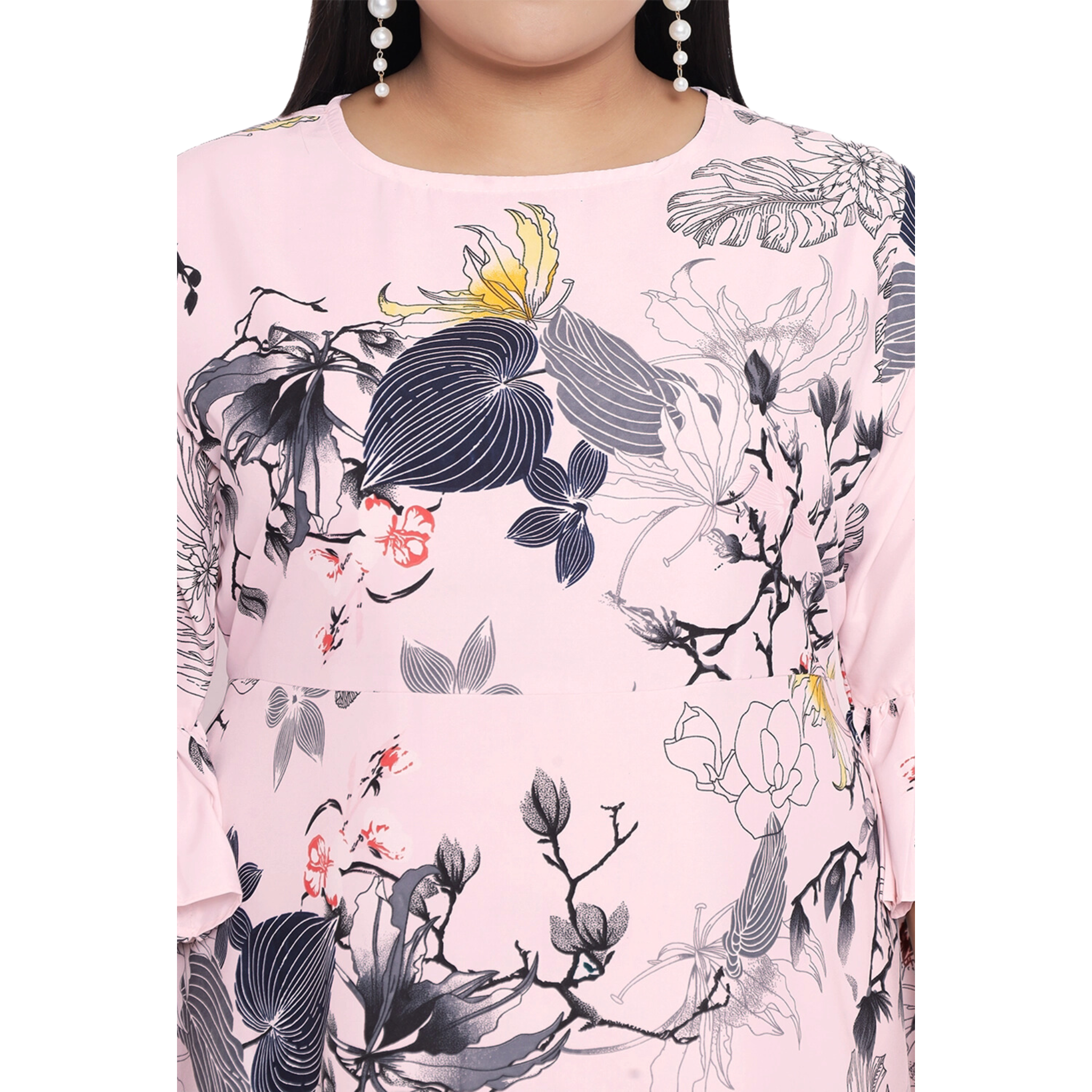 Pink Floral Maxi Plus Size Dress