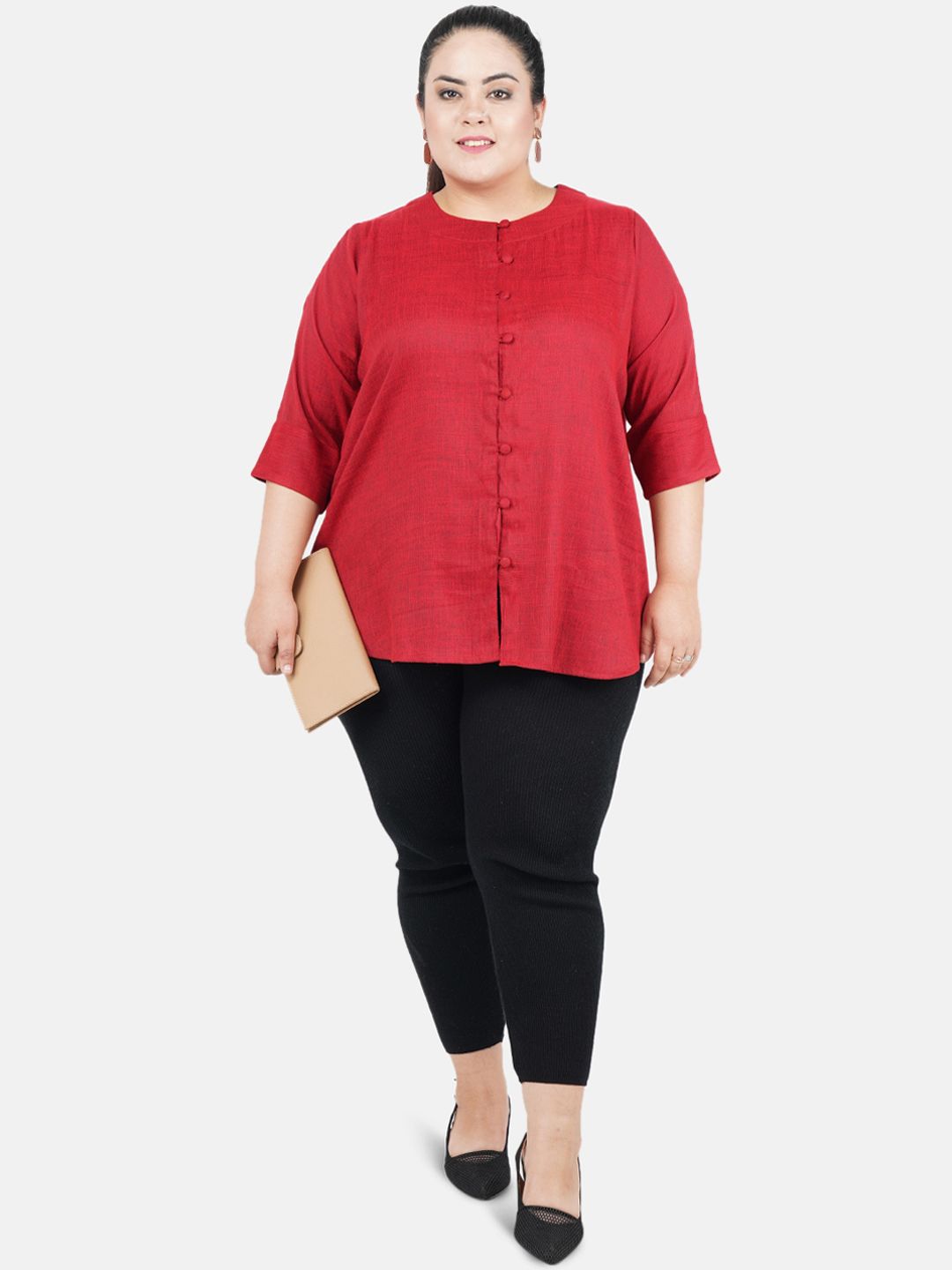 Maroon Cotton Linen Tunic — view 6