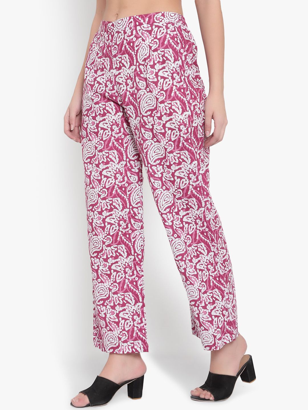 Pink Hand Block Print Trousers — view 3