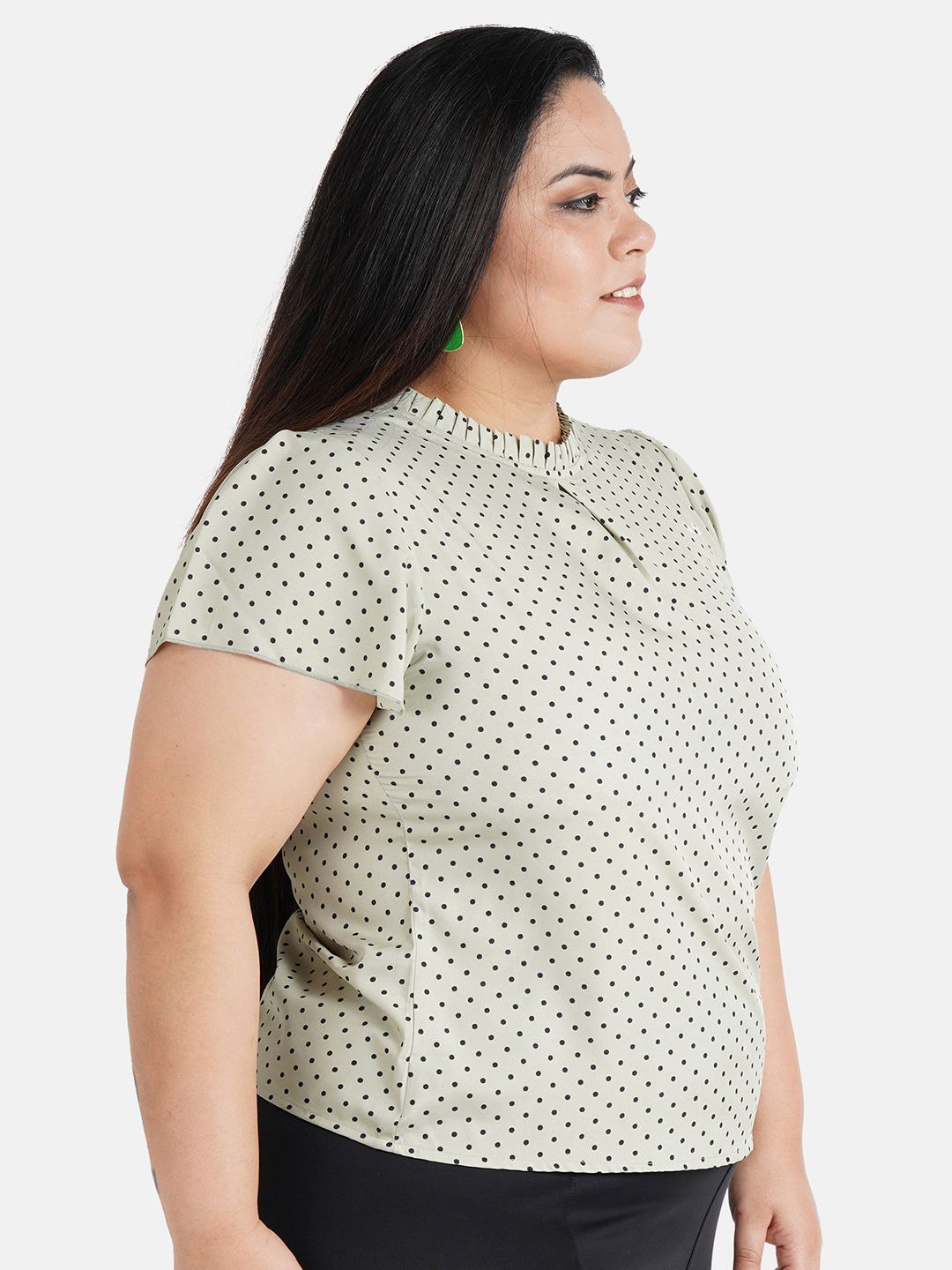 Green Polka Dot Top — view 3