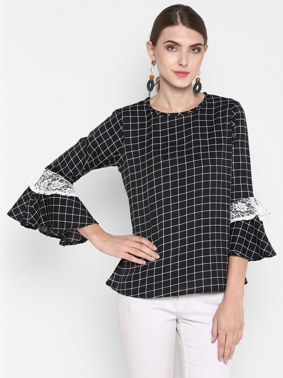 Black Checkered Top — view 6