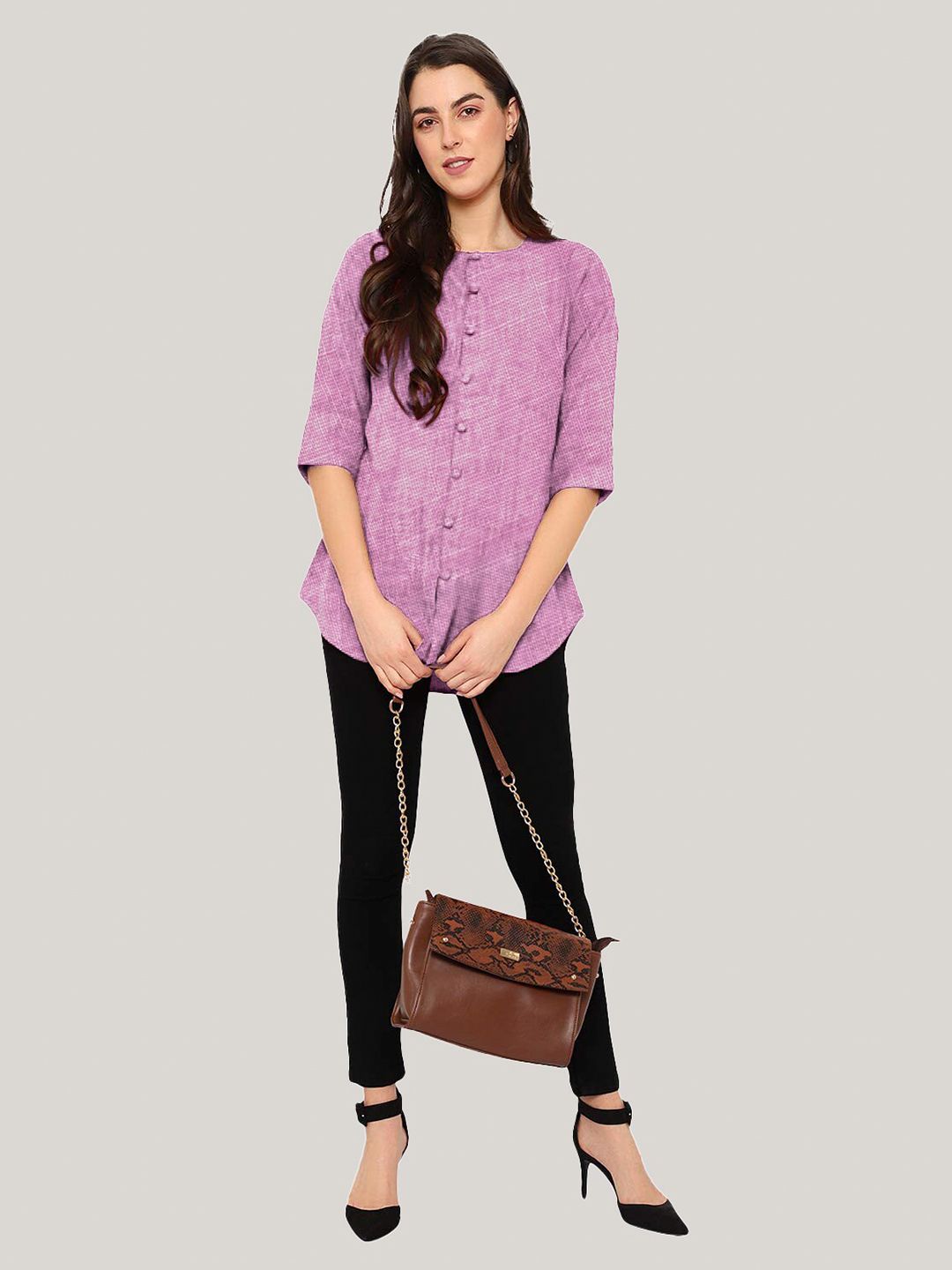 Purple Cotton Linen Tunic — view 12