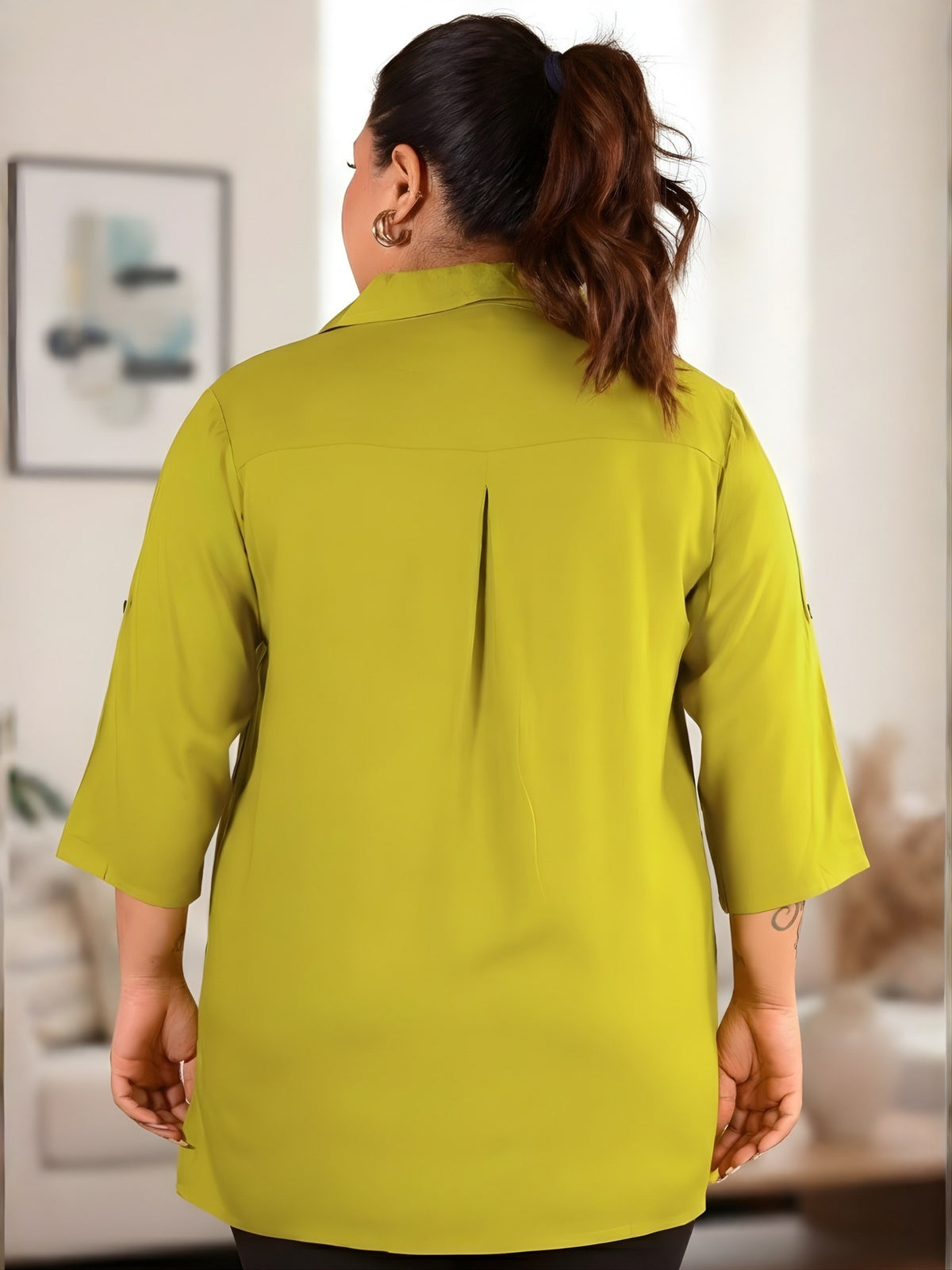 Light Green Longline Plus Size Shirt
