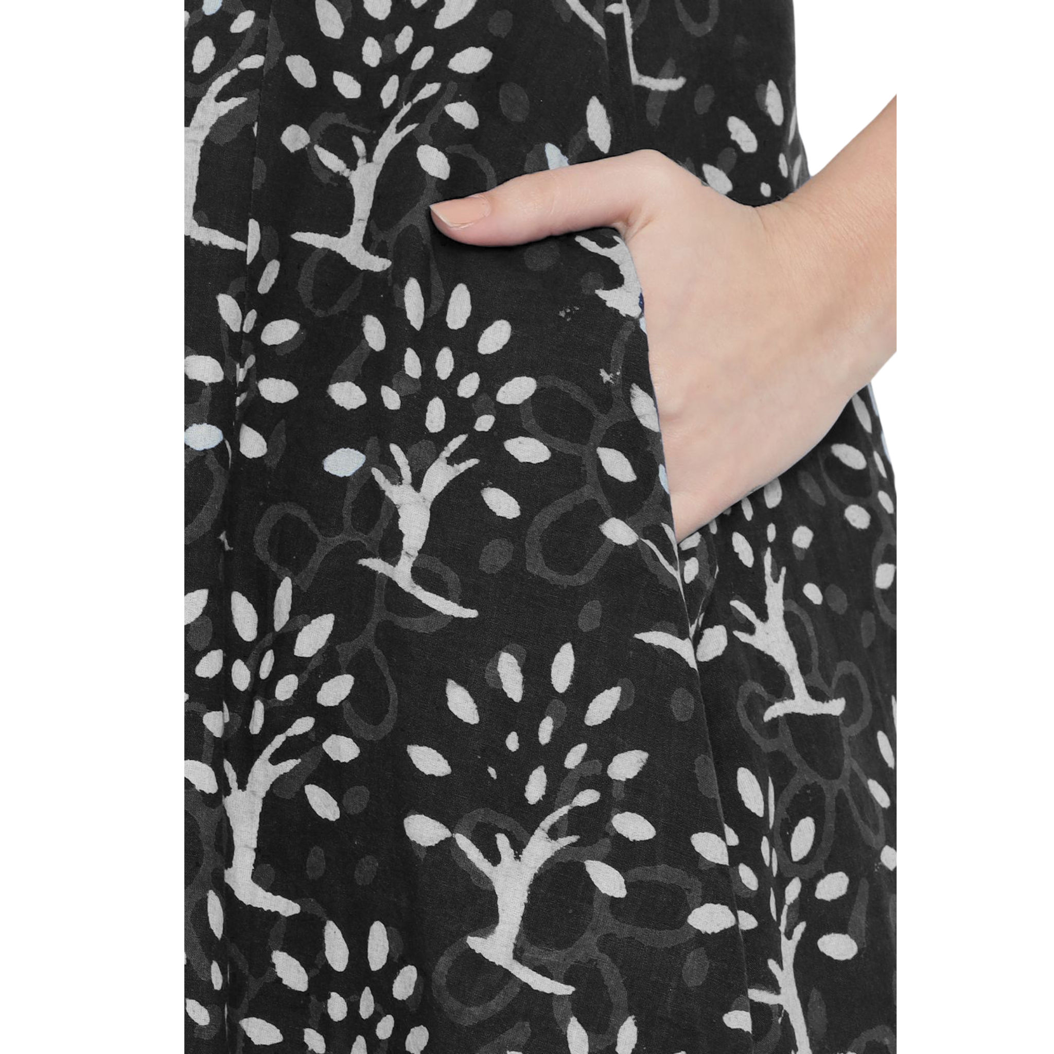 Black A-Line Hand Block Dress