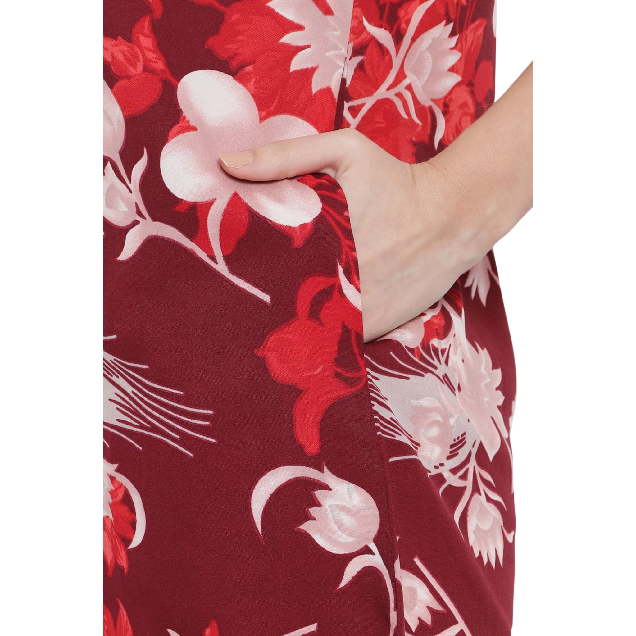Maroon Floral Shirt Dress