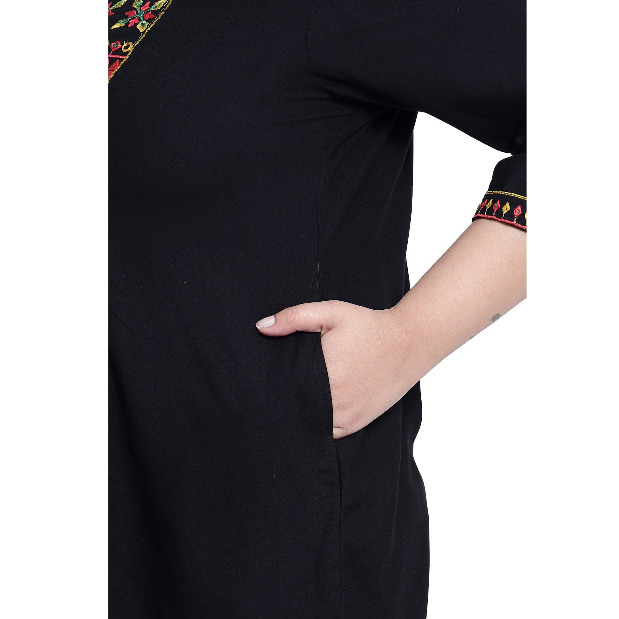 Black Embroidered Plus Size Tunic