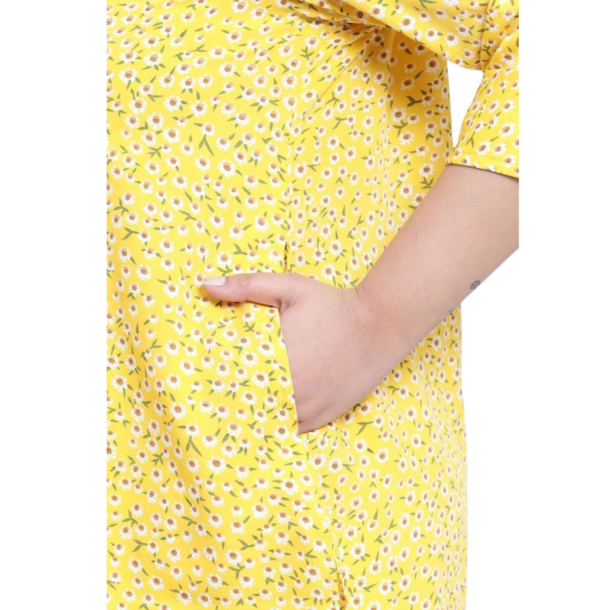 Yellow Floral Print Plus Size Tunic
