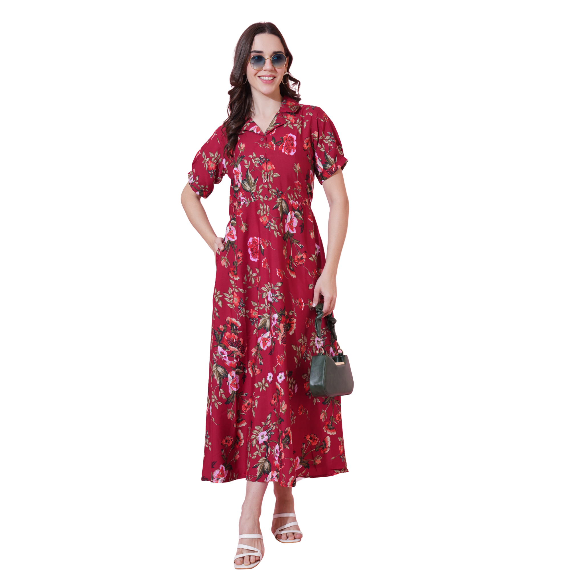 Red Floral Maxi Dress
