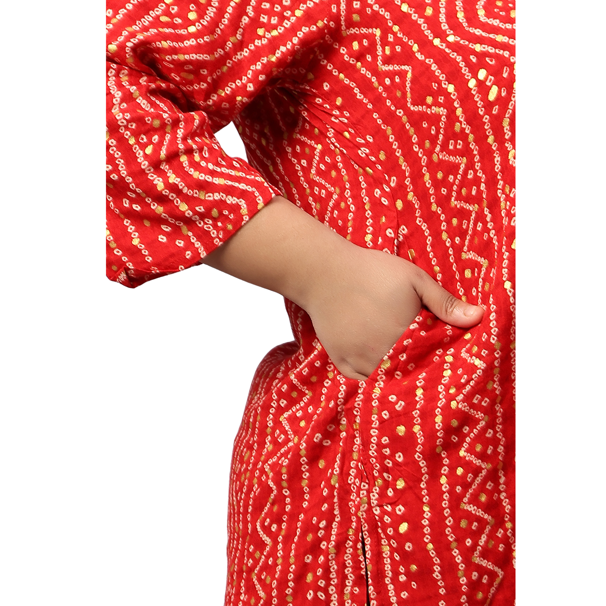 Red Bandhani Print Plus Size Tunic