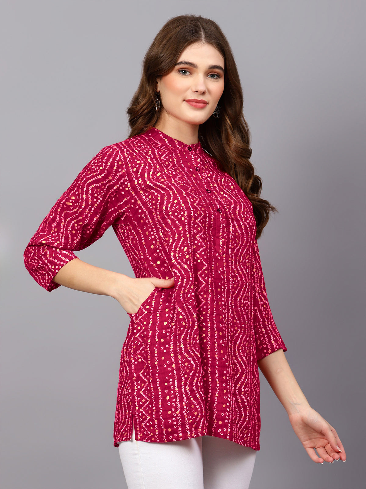 Pink Bandhani Print Tunic