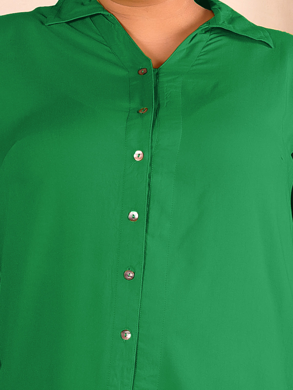 Green Longline Plus Size Shirt