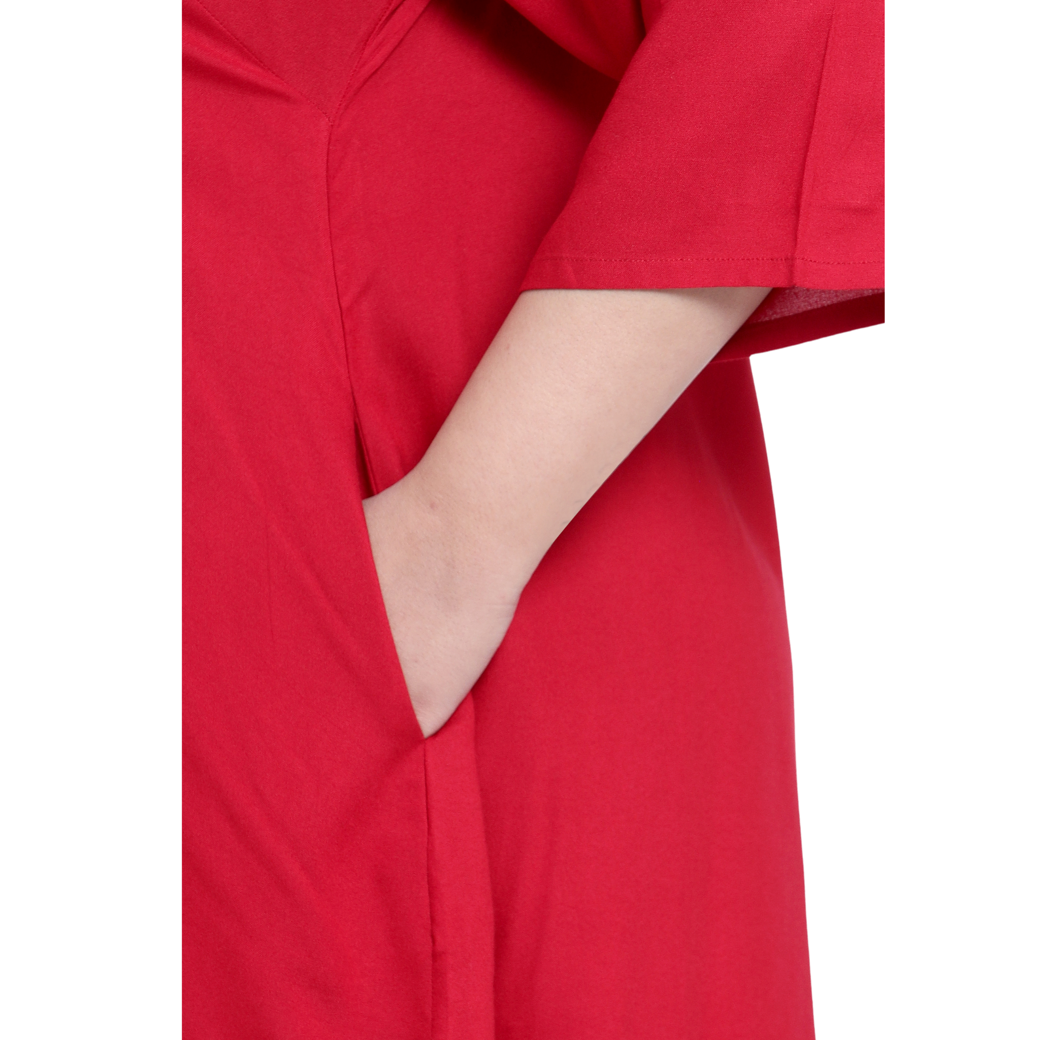 Maroon Collar Button Plus Size Tunic