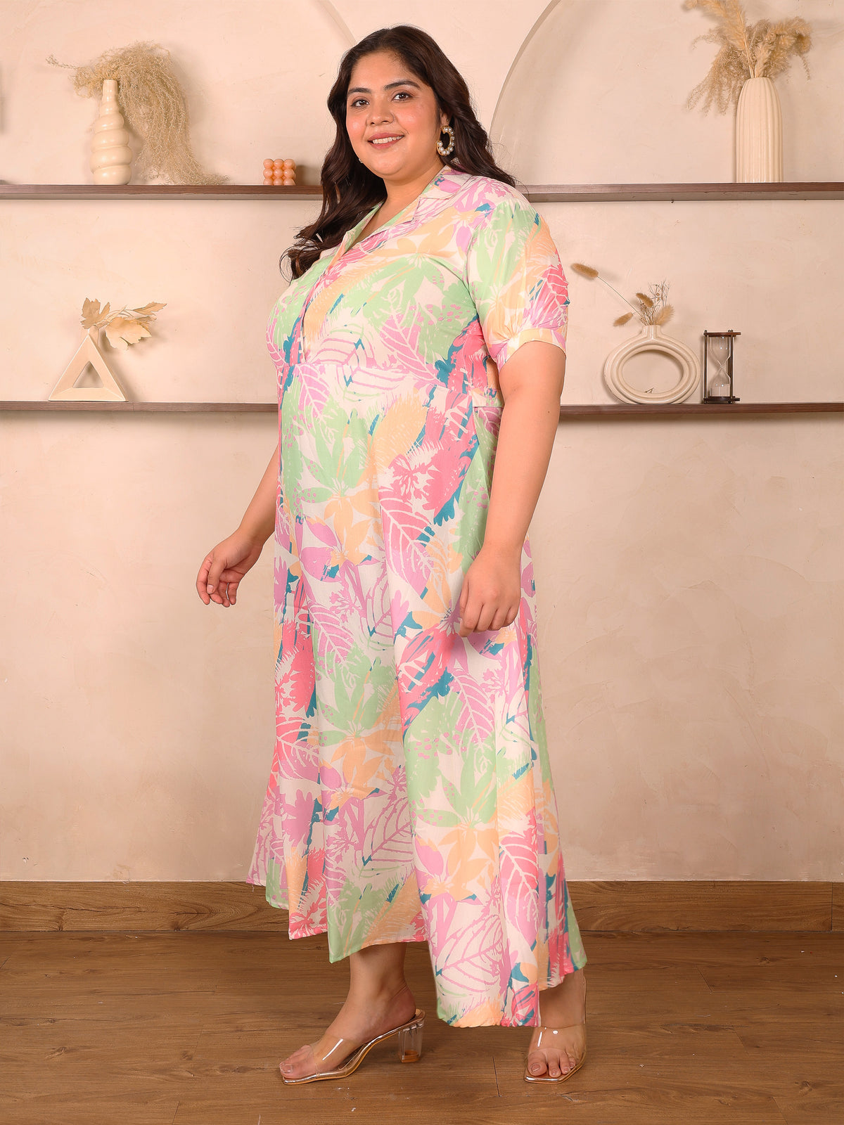 Multicolor Floral Maxi Plus Size Dress