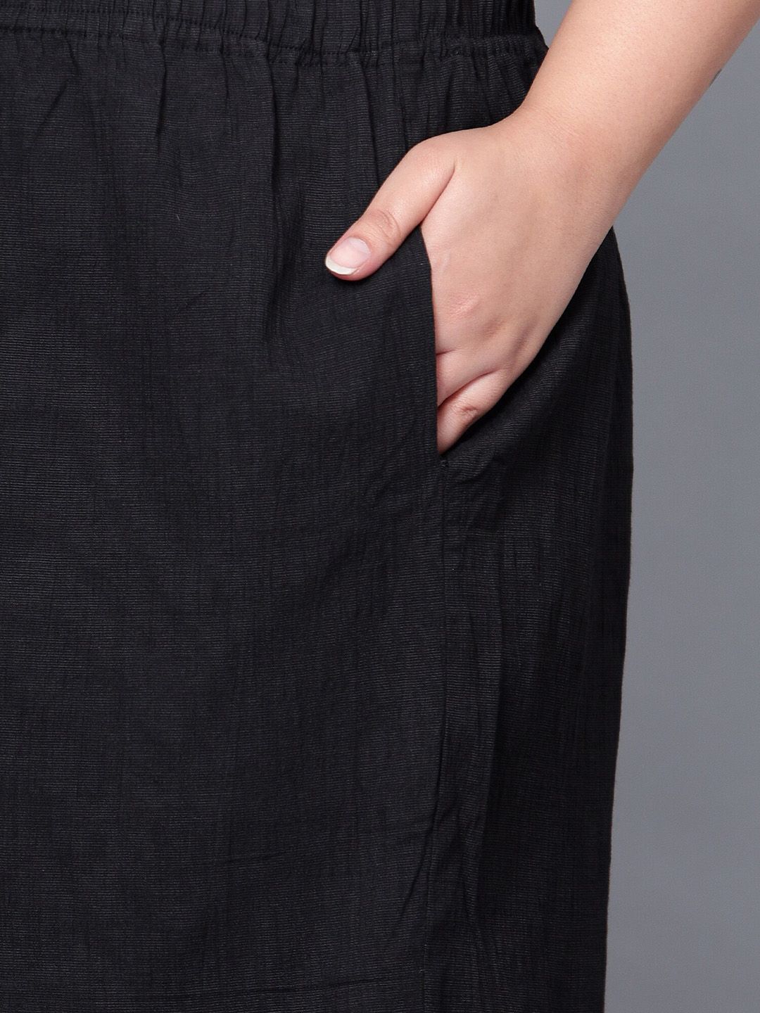 Black Cotton Plus Size Shorts — view 7