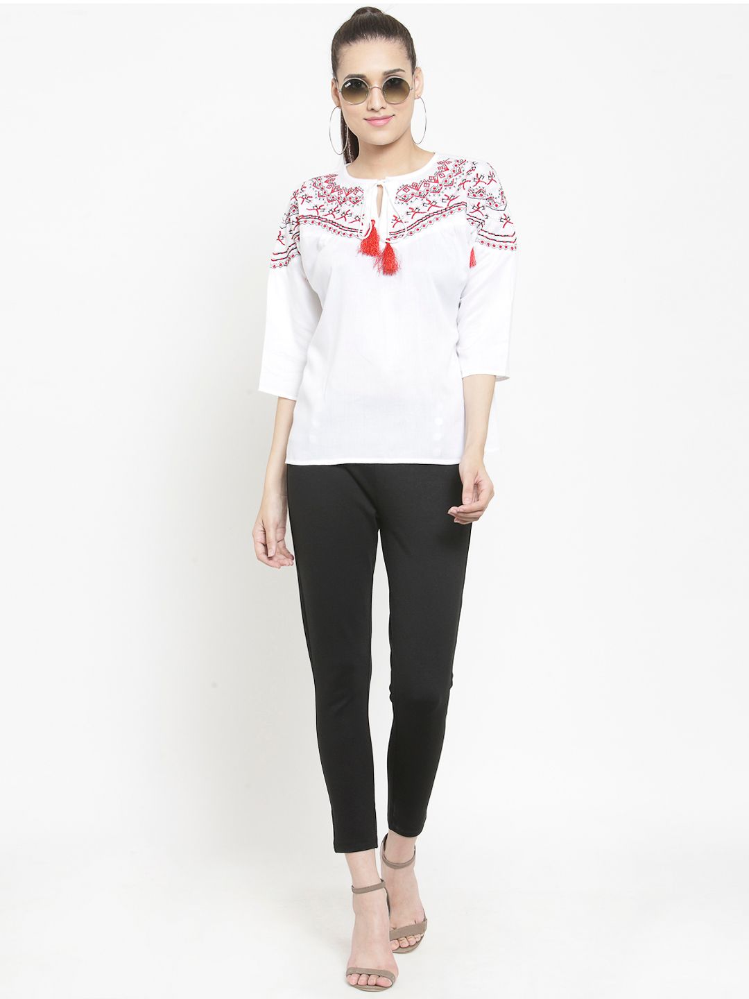 White Embroidered Top — view 5