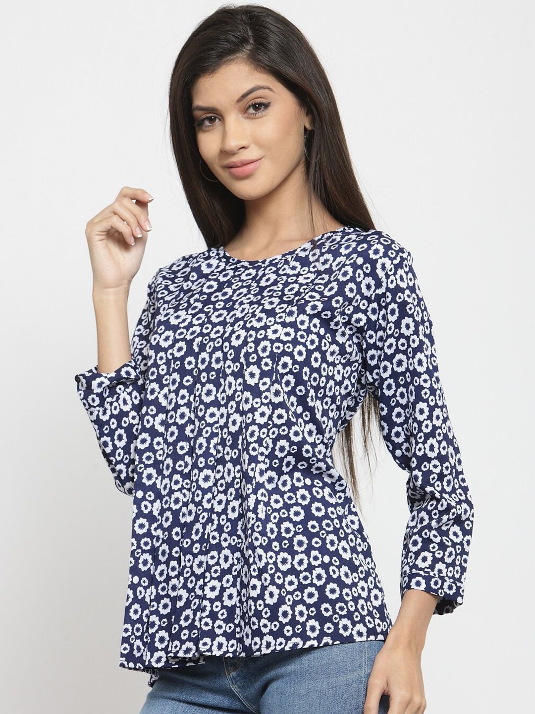 Blue Floral Top — view 8