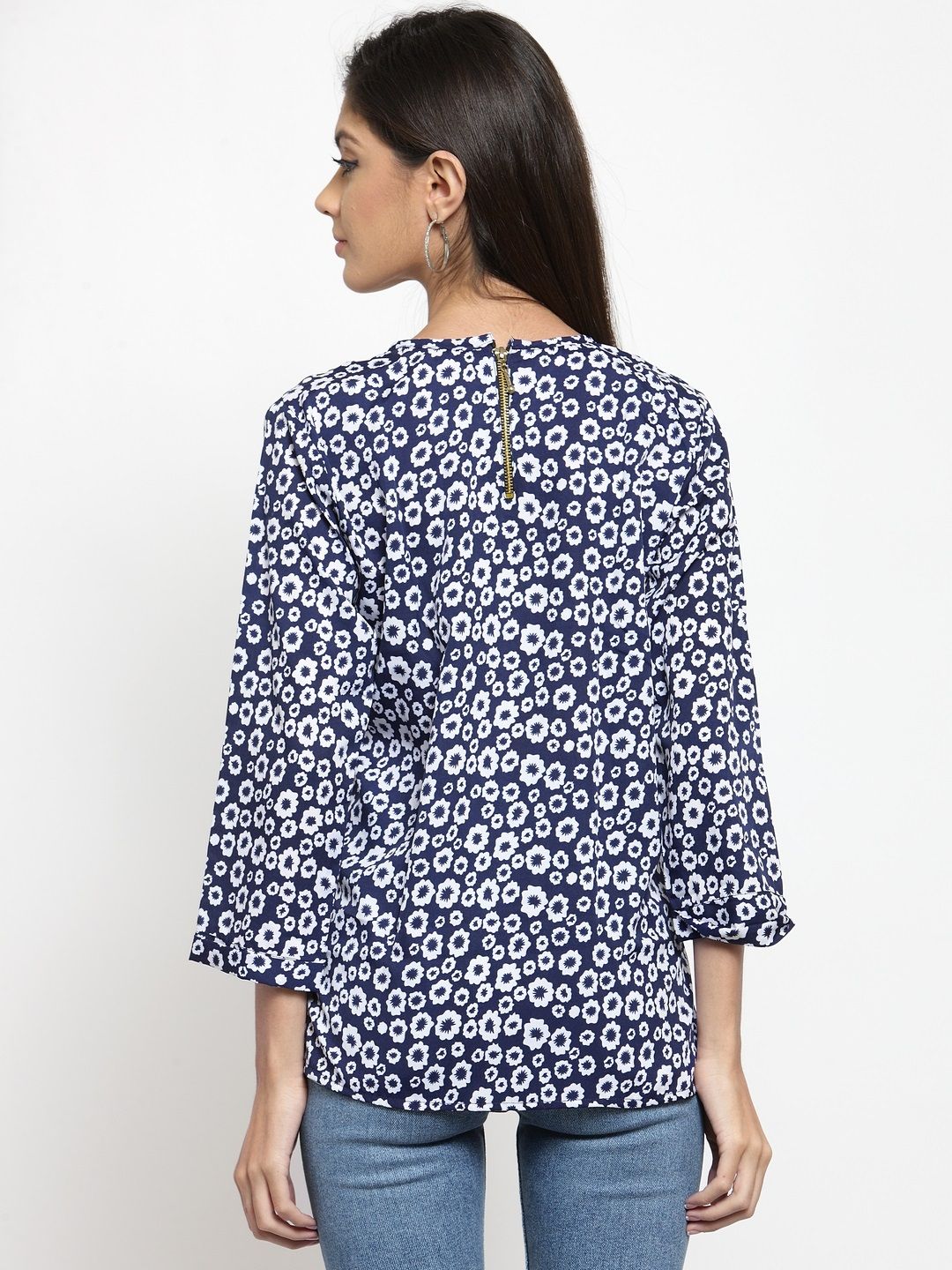 Blue Floral Top — view 4