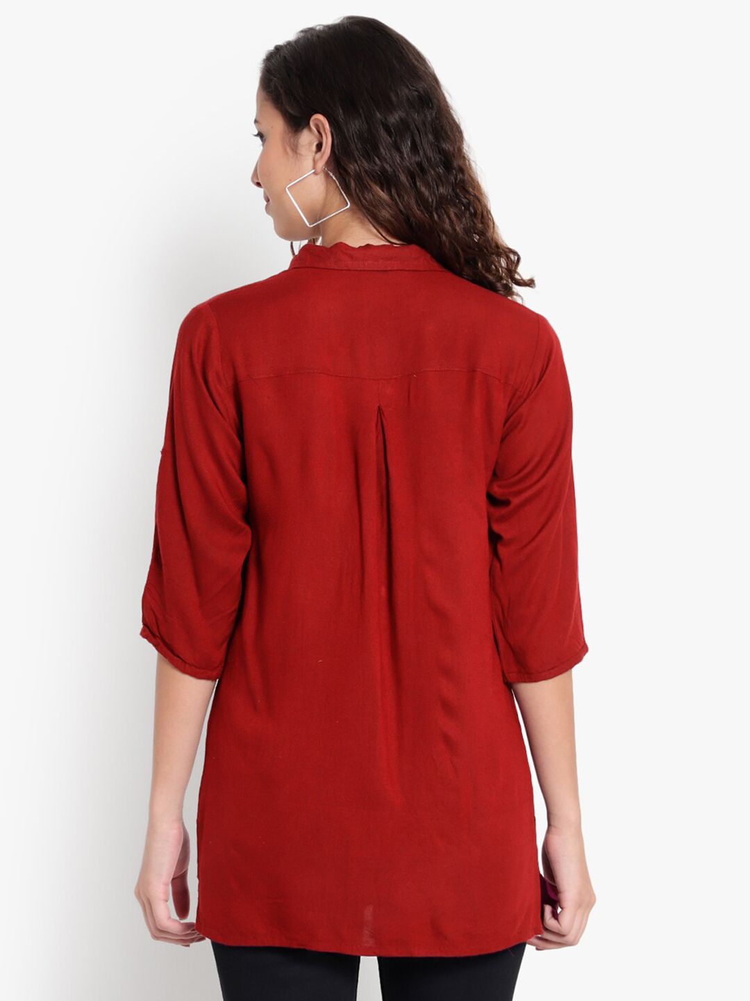 Maroon Longline Plus Size Shirt — view 12