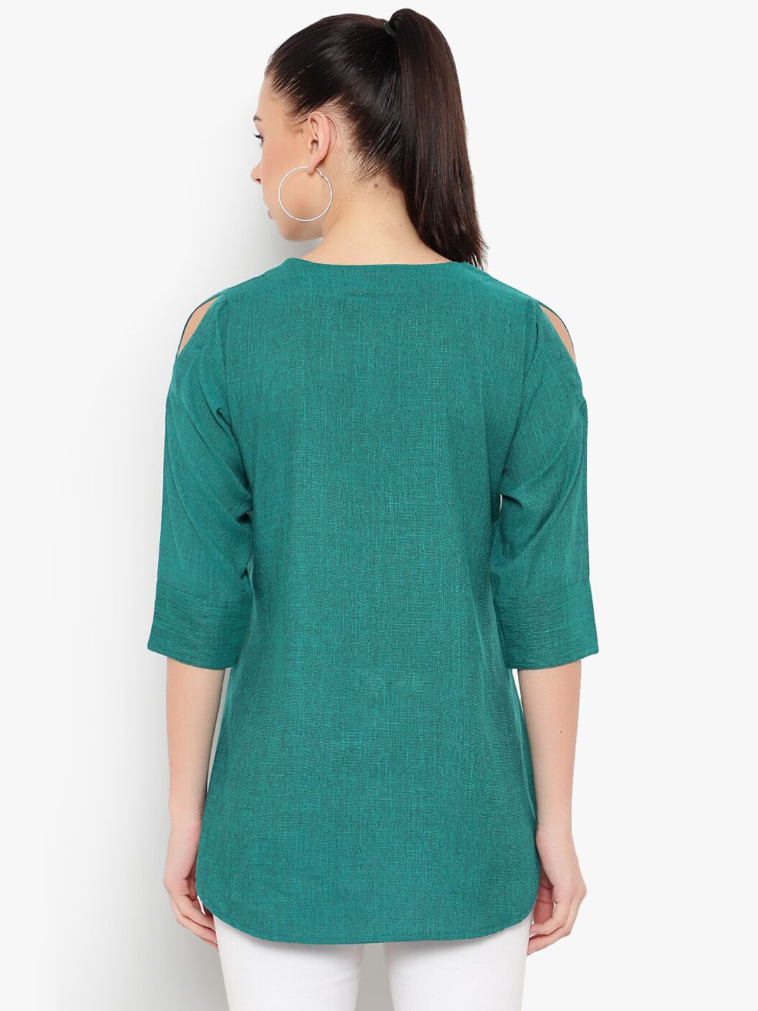 Turquoise Cotton Linen Tunic — view 5