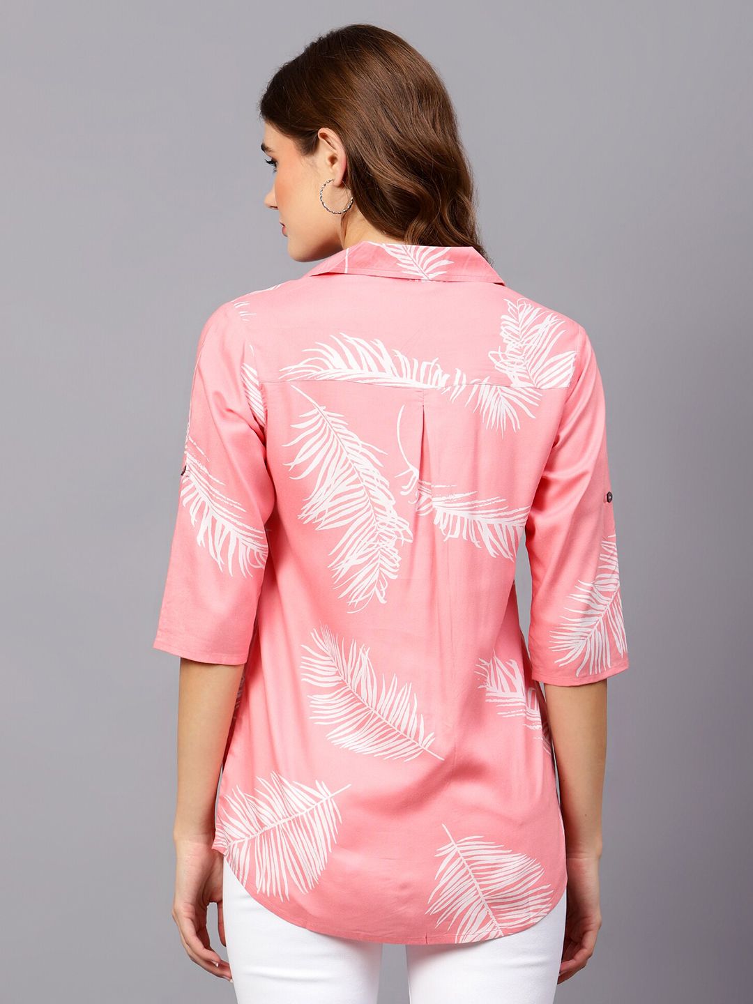 Pink Leaf Print Shirt — view 12