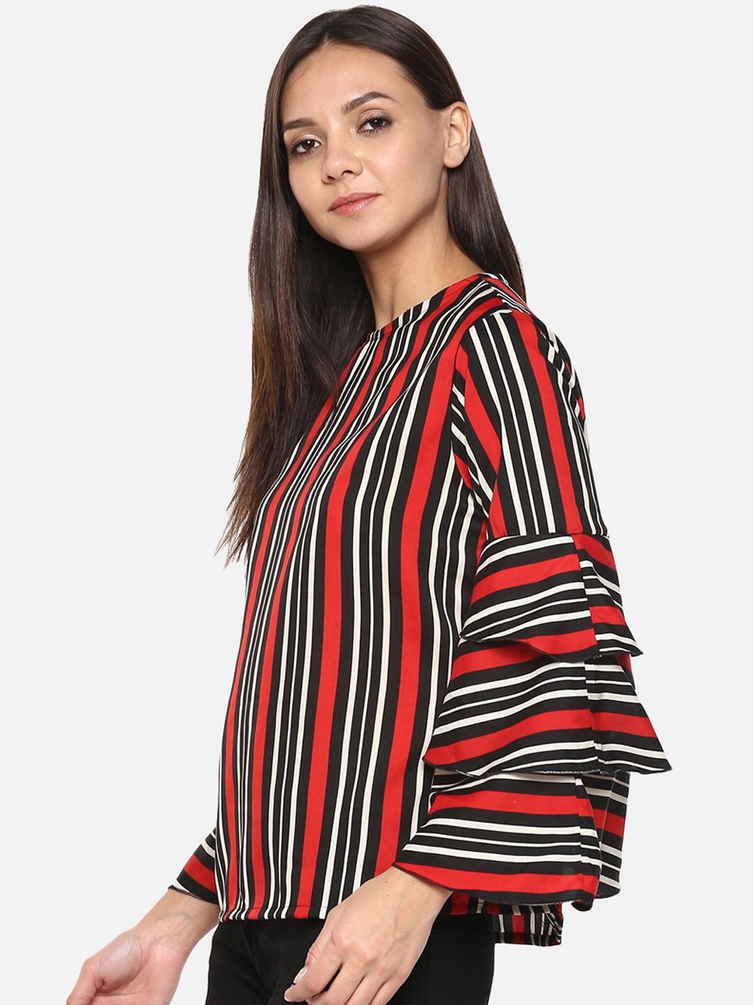 Red Black Stripe Top — view 3