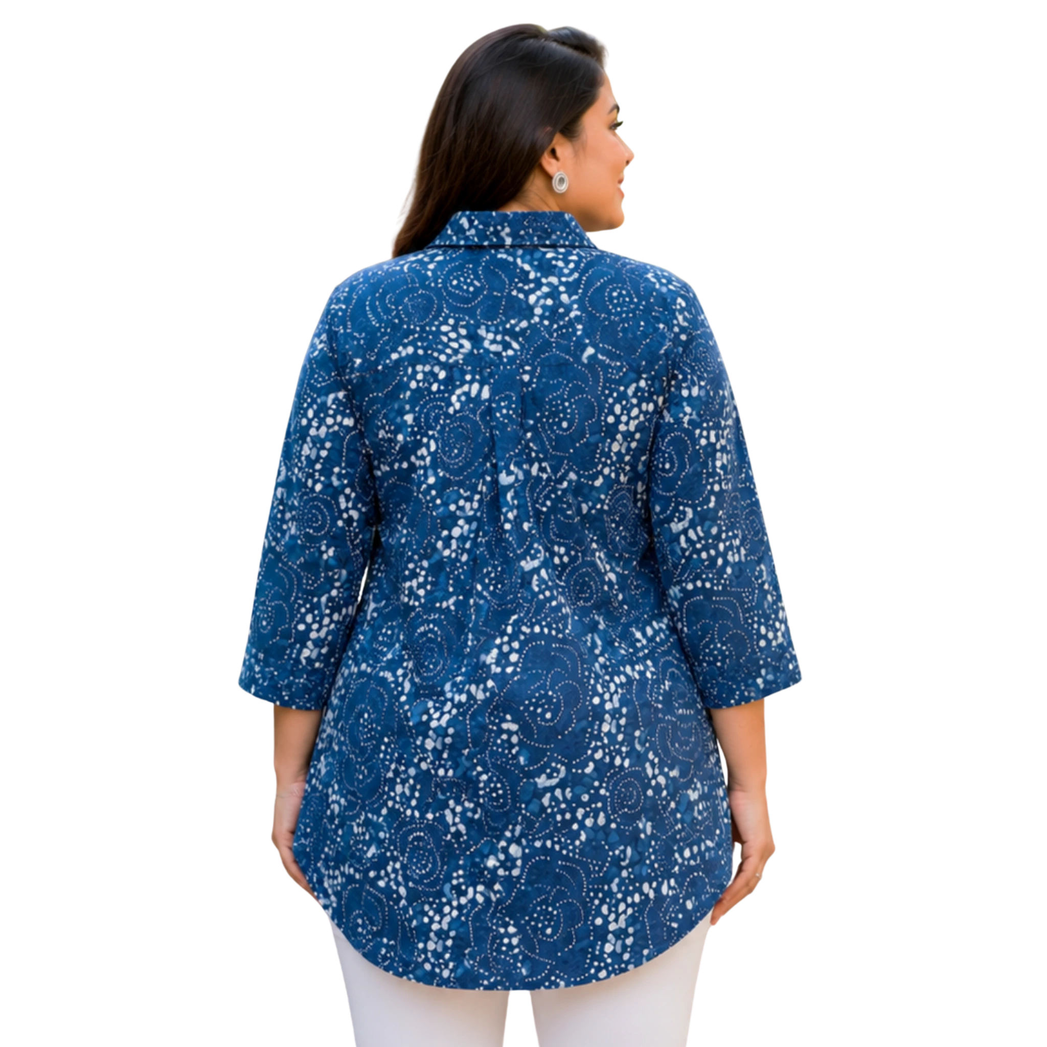 Blue and White Indigo Cotton Shirt